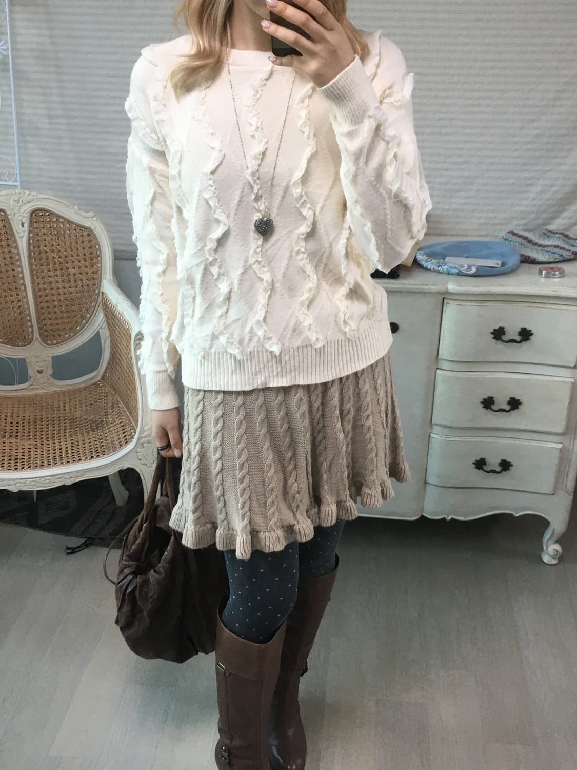 jpn vintage ivory lace argyle knit 상품이미지3