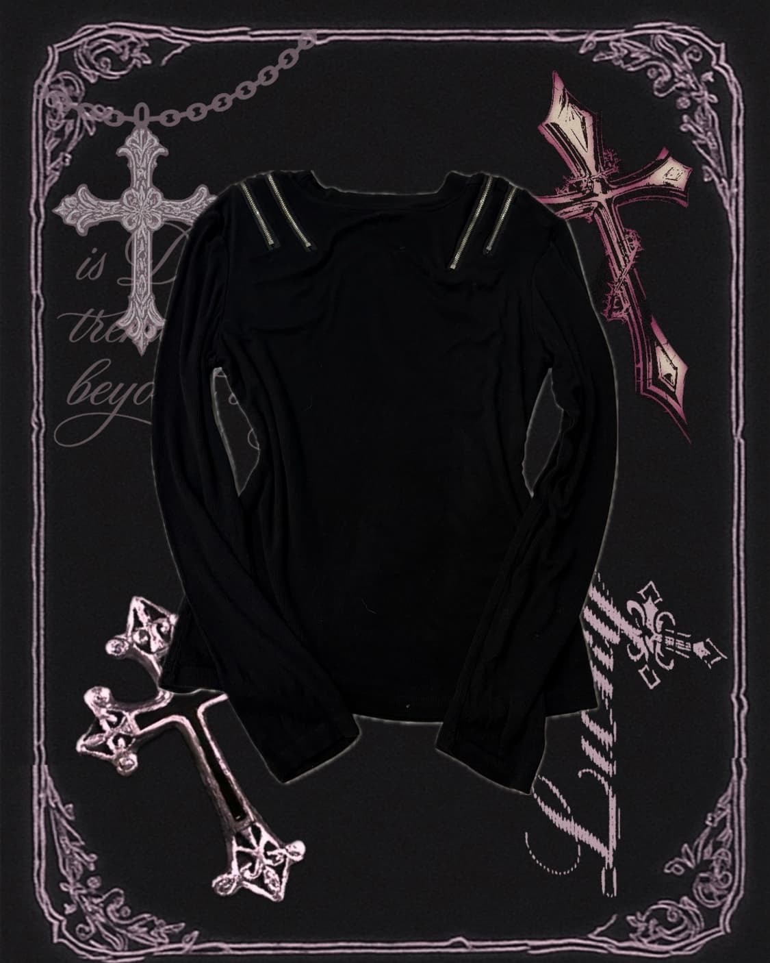 Y2K Gothic razor zipper detail sleeve 상품이미지6