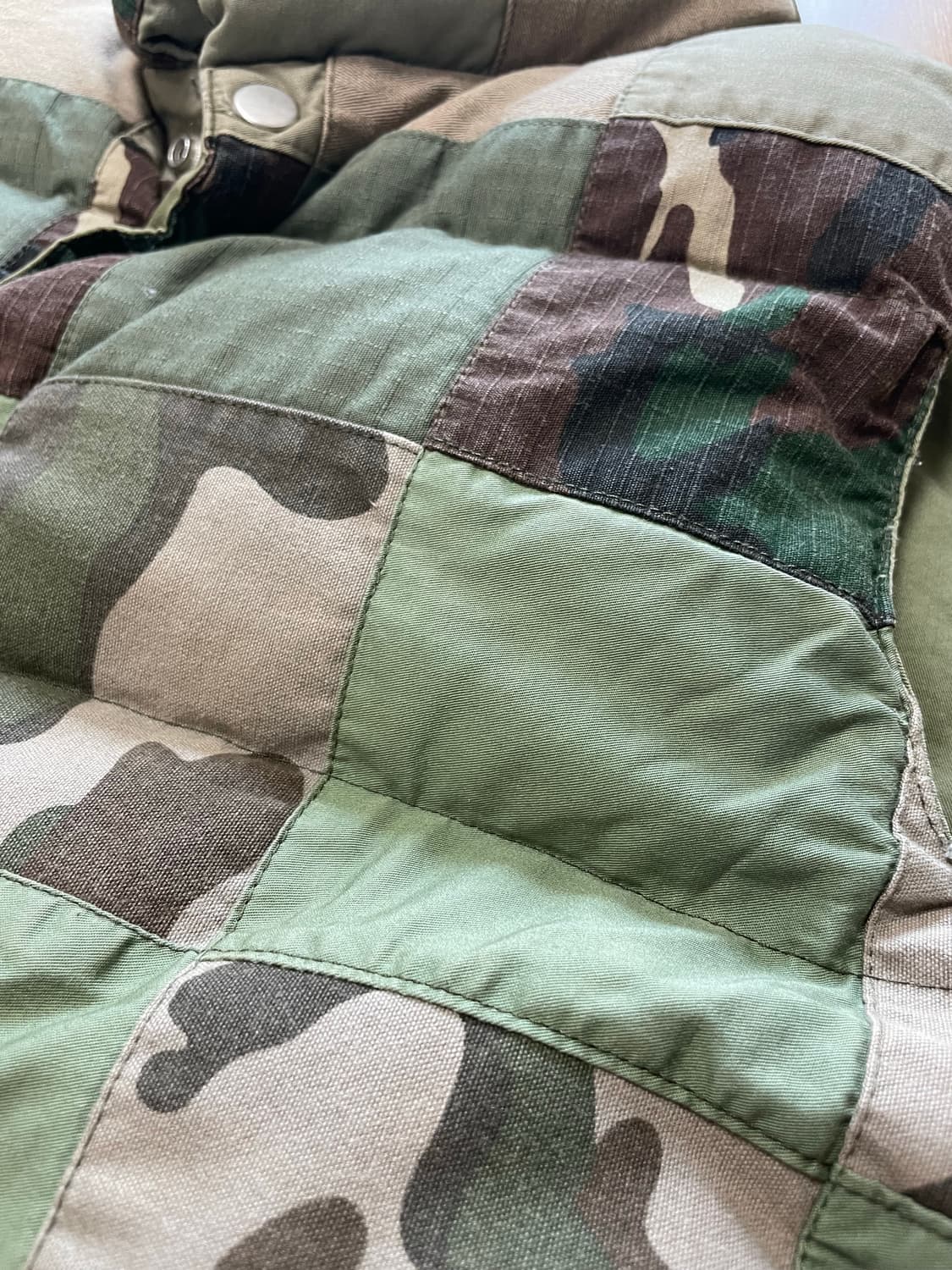 택포) 카모 패턴 패치워크 빈티지 패딩 베스트 조끼 상품이미지2