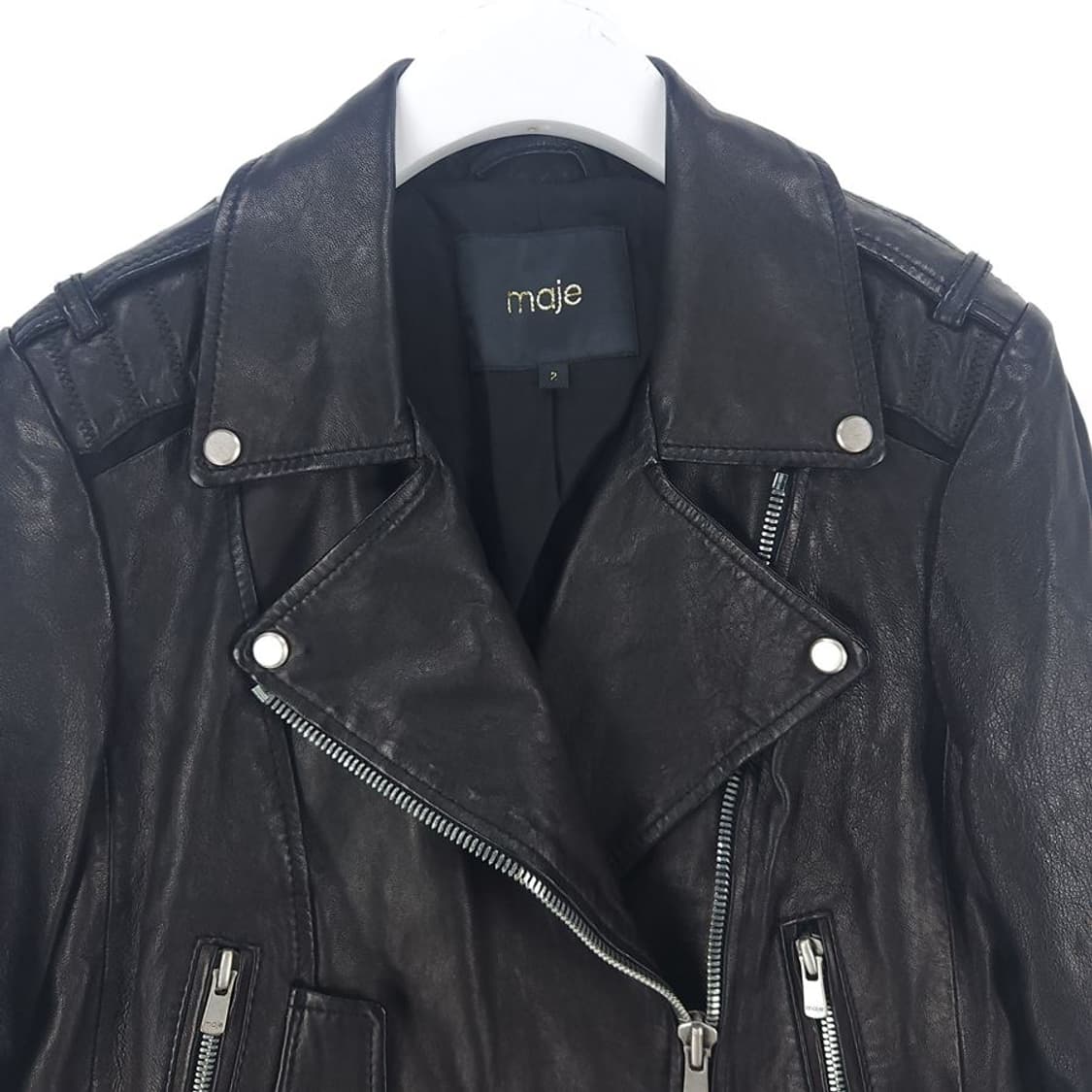[여2]마쥬 블랙 양가죽 라이더 자켓[Y62-207] 상품이미지2