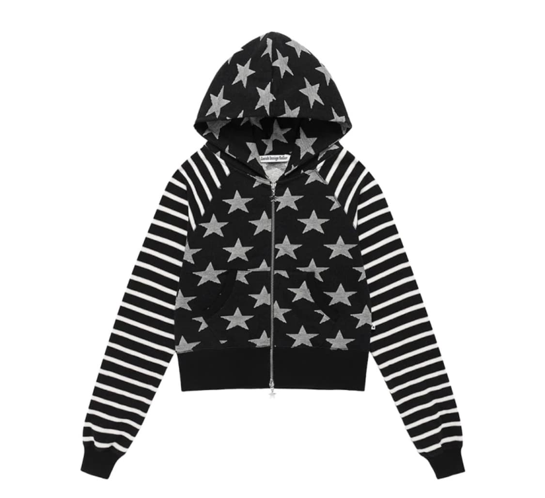 카비시 W 래글런 스타 집업 후디 블랙 상품이미지2