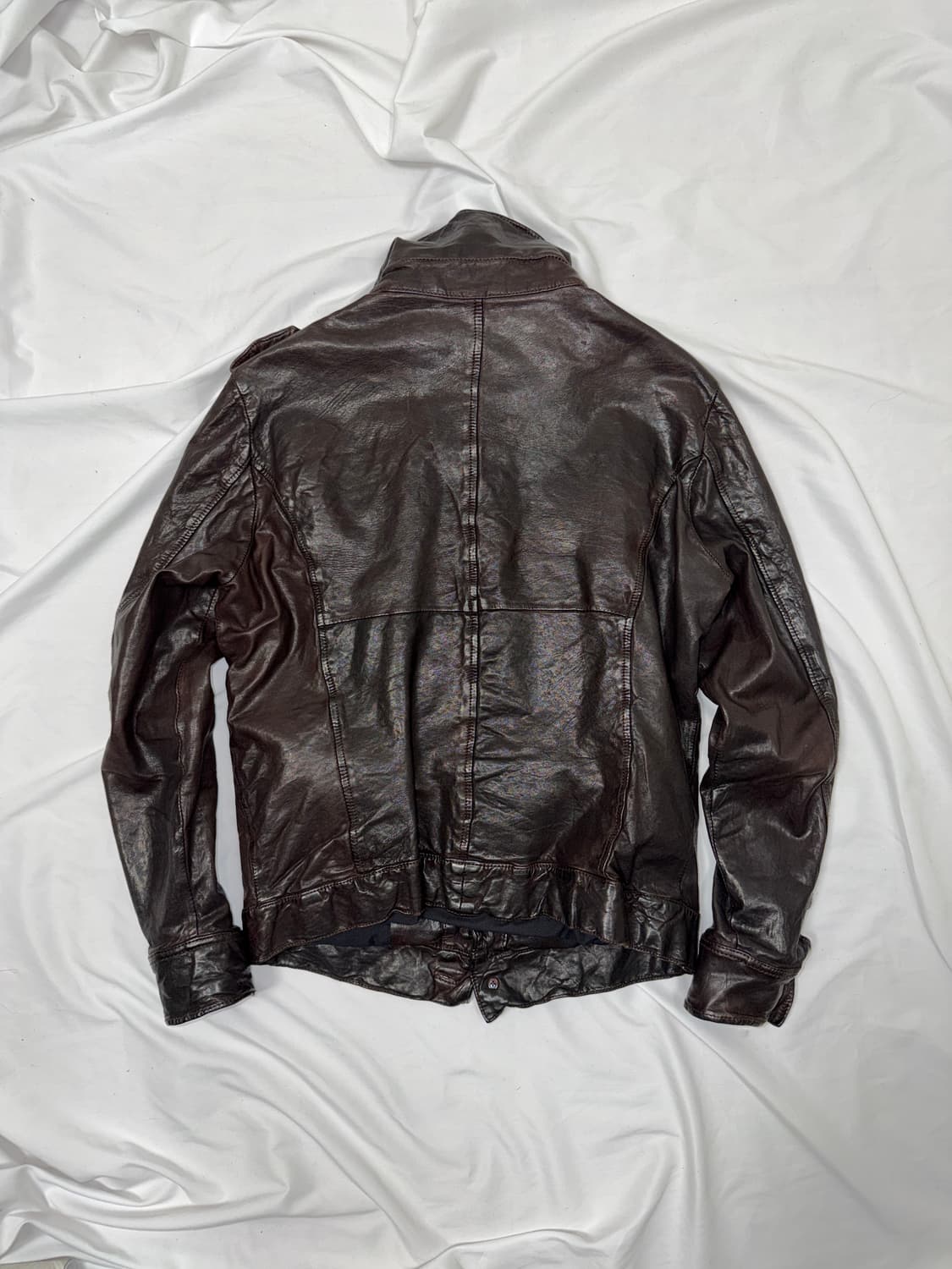 크링클 하이넥 레더 필드 자켓 상품이미지5