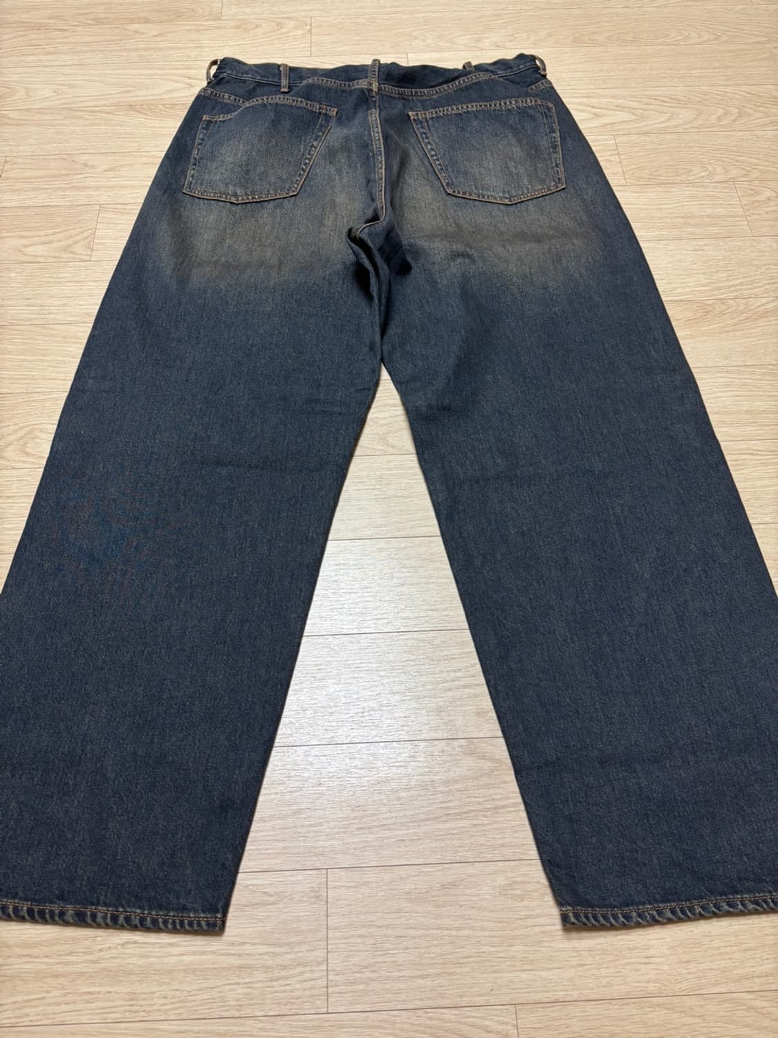 Beams 빔즈 와이드 데님 더스트 인디고 녹워싱 XL 상품이미지3