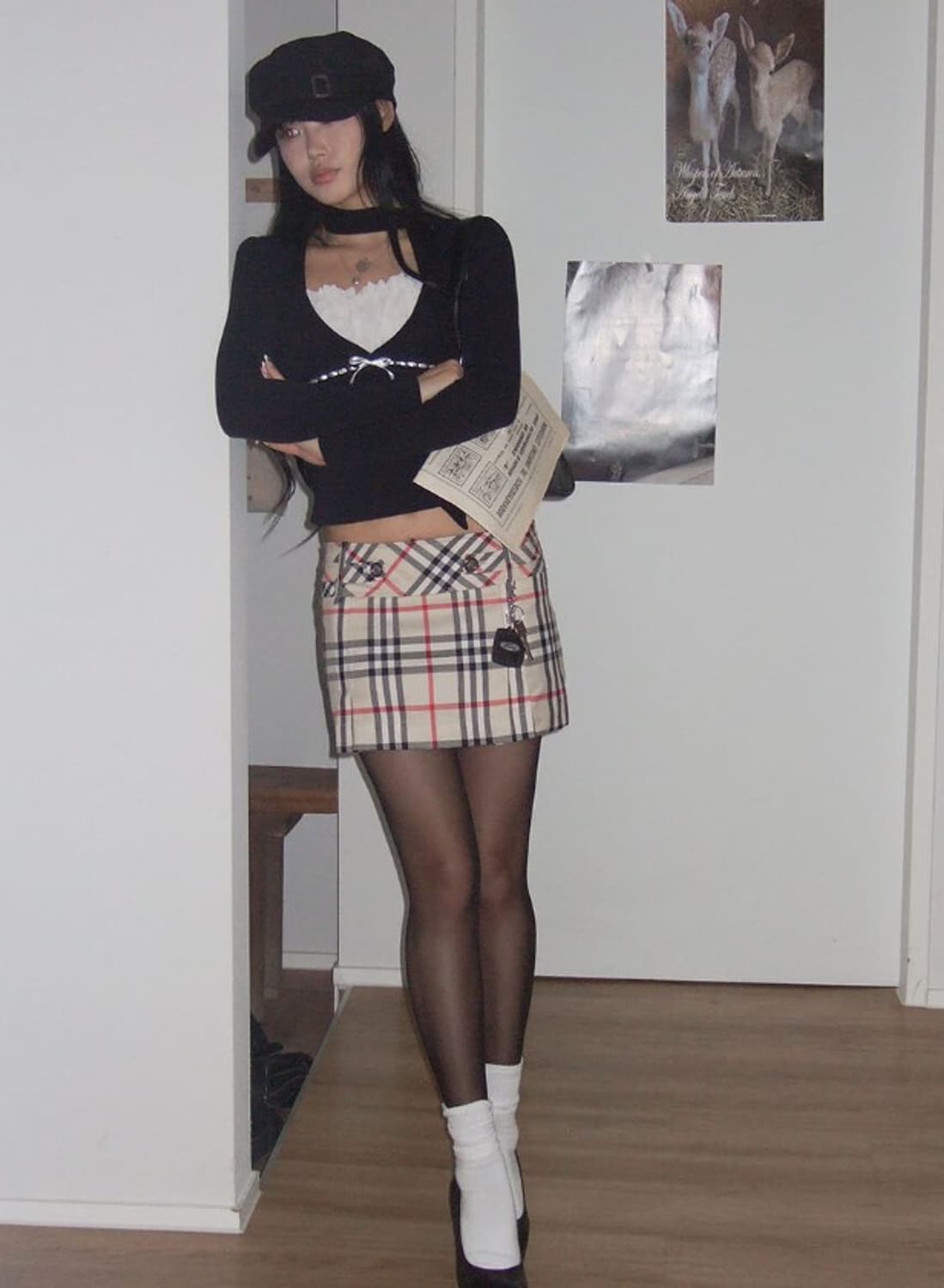 Classic Tuck Check Skirt / m size 상품이미지1