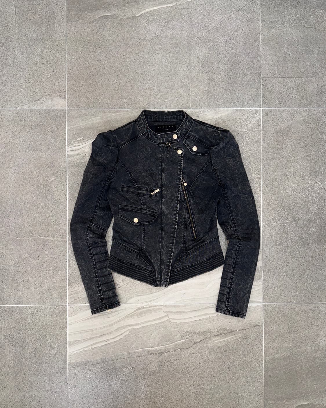 SISLEY black denim line zipper biker jk 상품이미지1