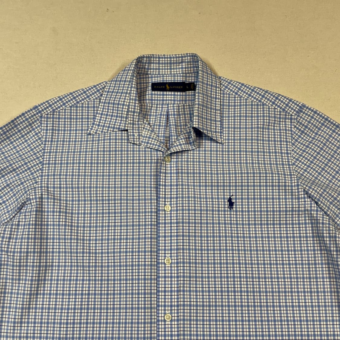 L) 폴로 랄프로렌 블루 체크 포플린 반팔 셔츠 상품이미지3