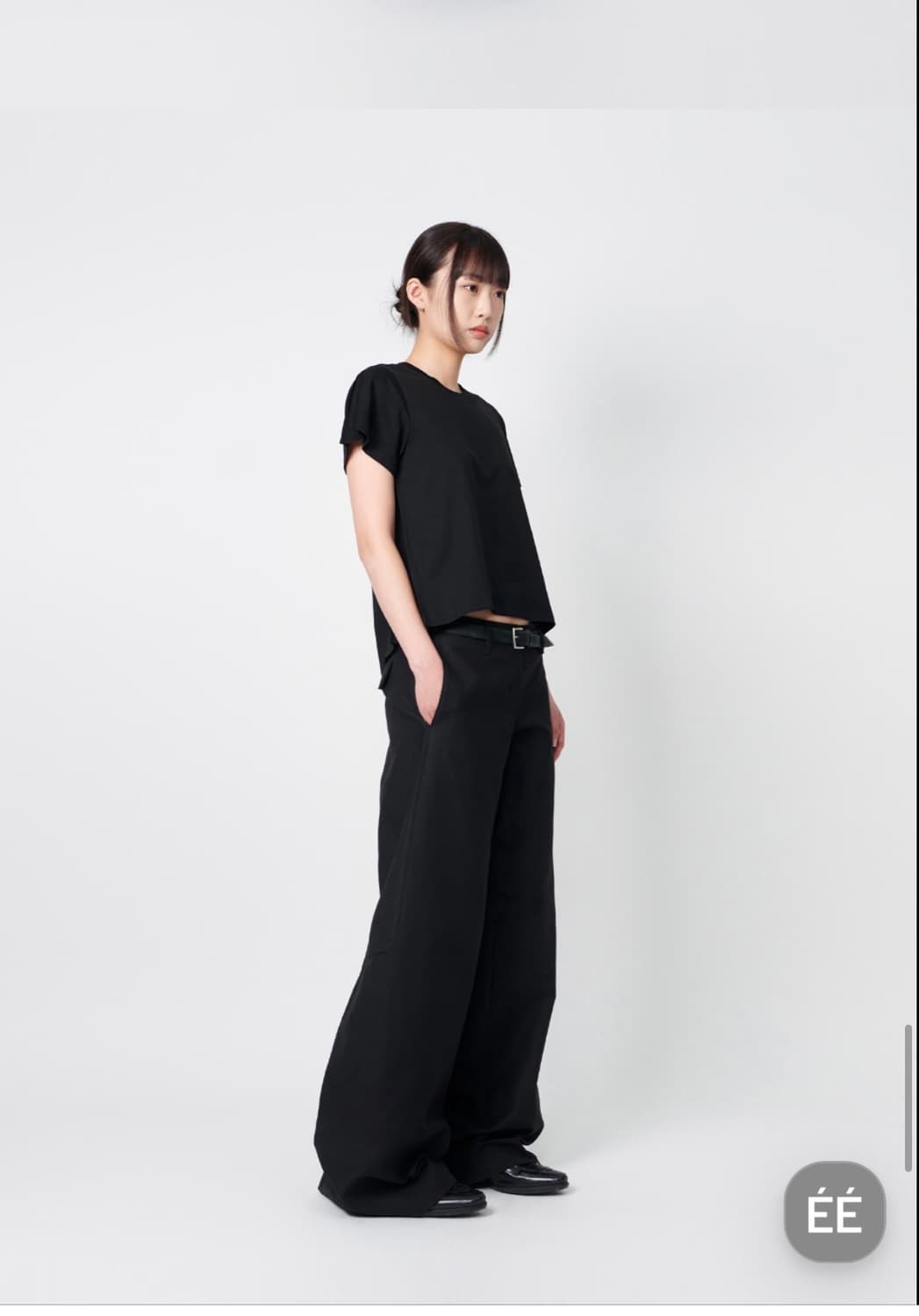 ee누마레 SIDE PLEATED 1/2 T-SHIRTS BLACK 상품이미지4