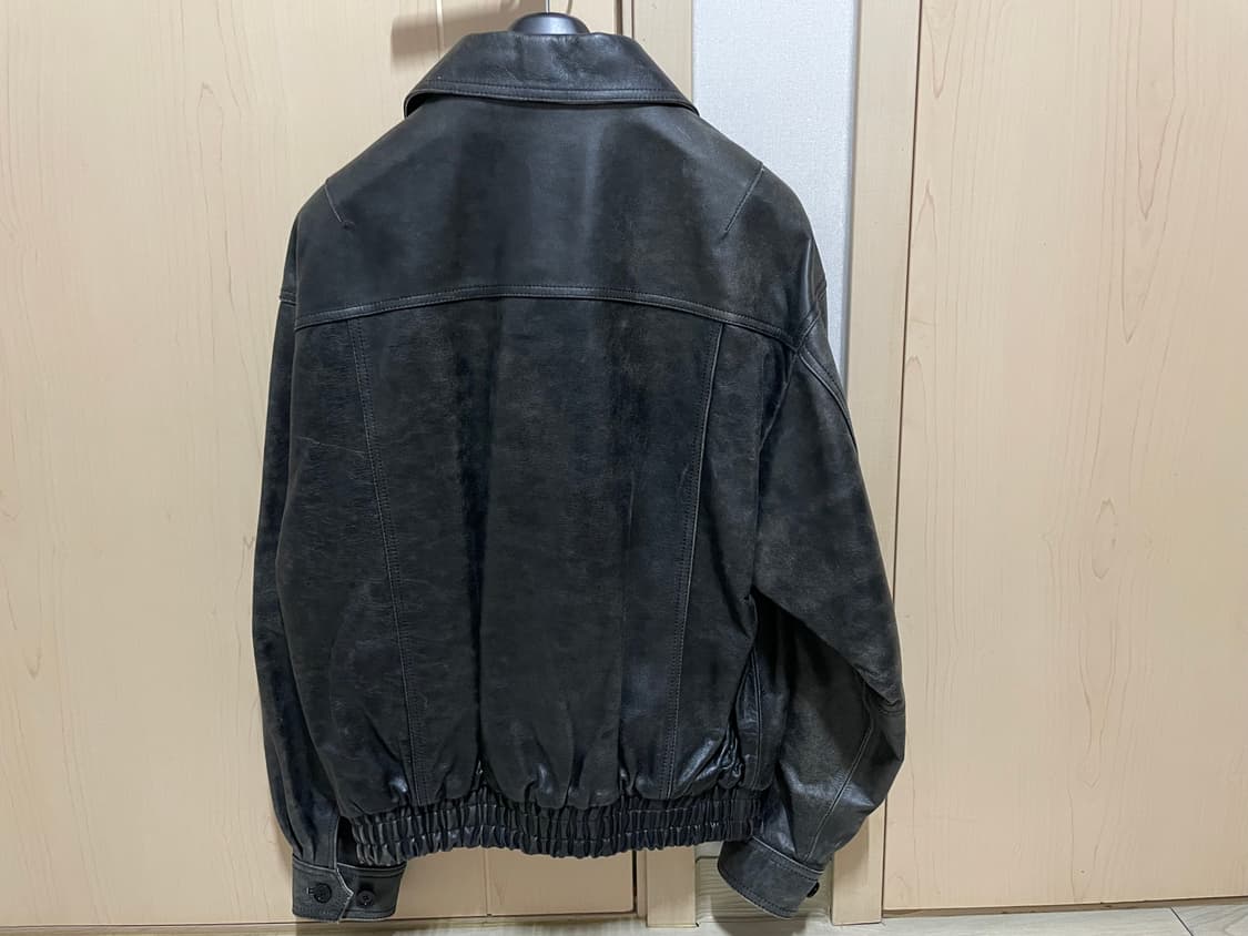 인사일런스 디스트레스드 레더 자켓 Black [M] 상품이미지2