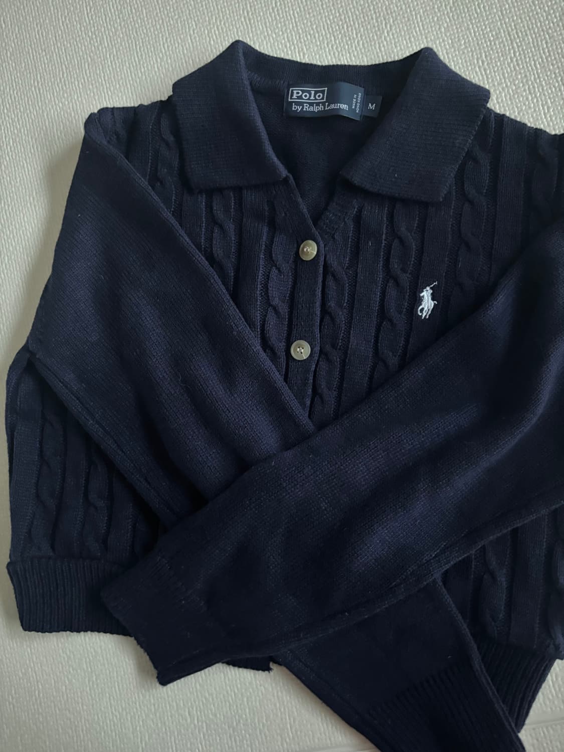 폴로 네이비 커스텀 크롭 가디건 상품이미지1