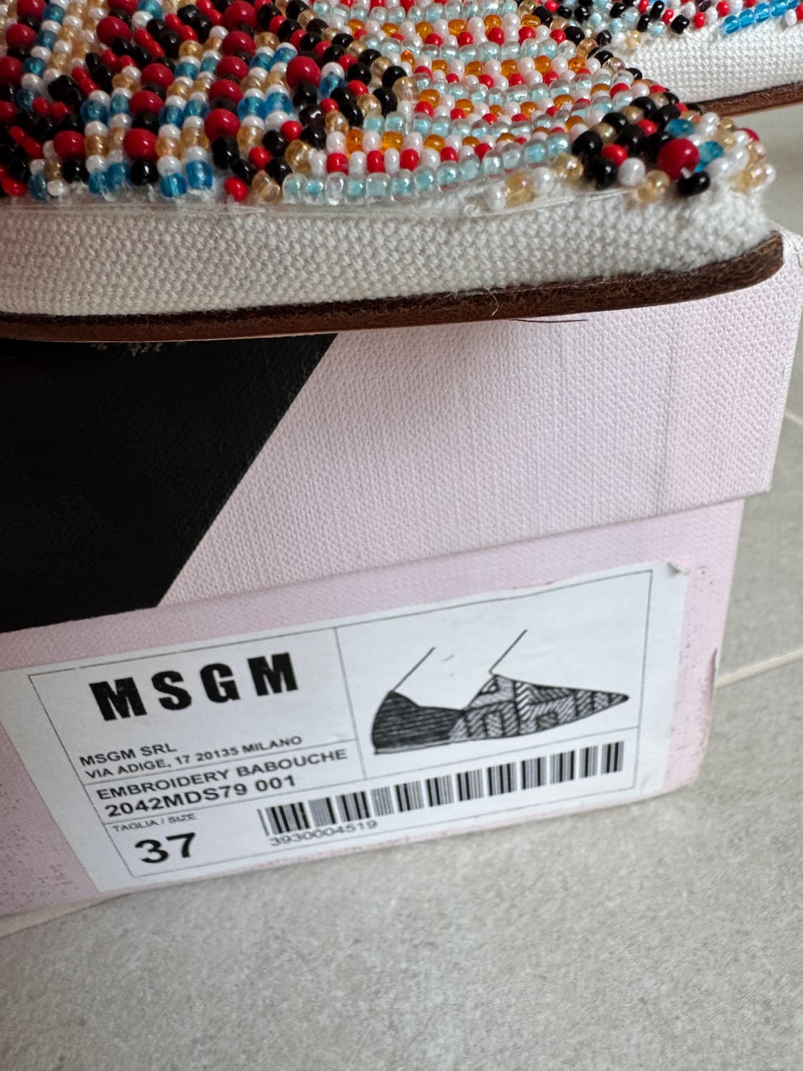 새상품 MSGM 엠브로이더리 비즈 바부슈 로퍼&슬리퍼 37(240) 상품이미지6