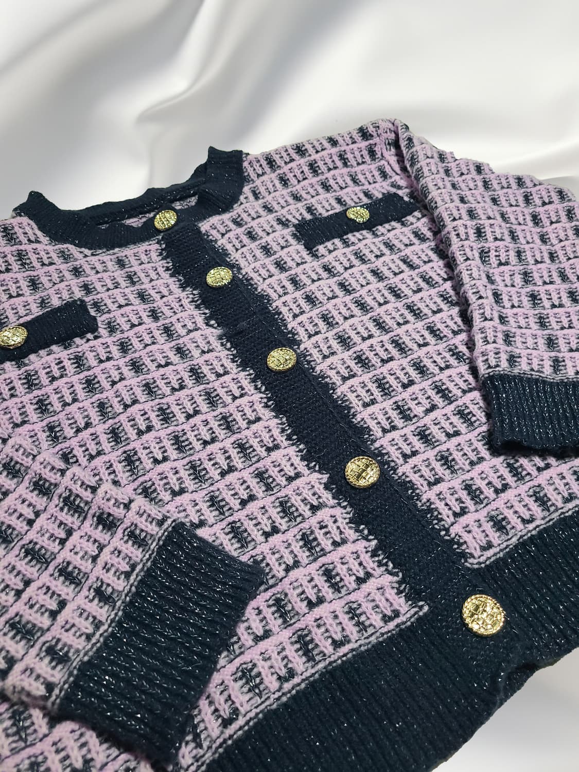 트위드 스타일 배색 골드버튼 가디건 상품이미지2