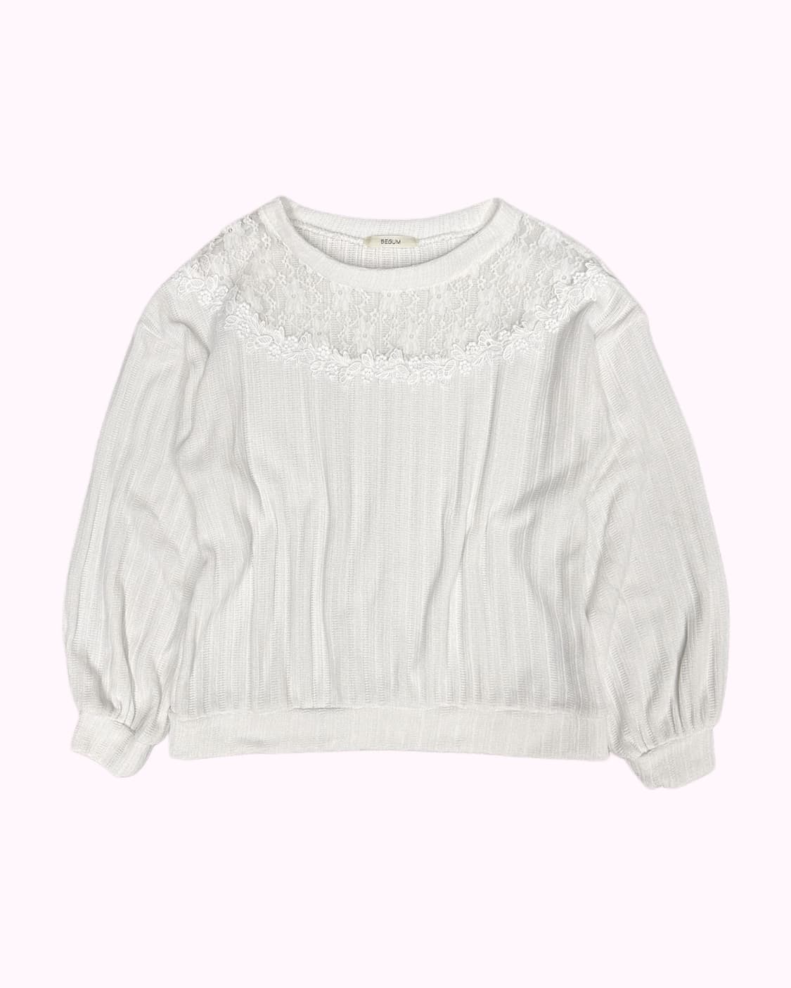 lace see-through yoke white knit 상품이미지1
