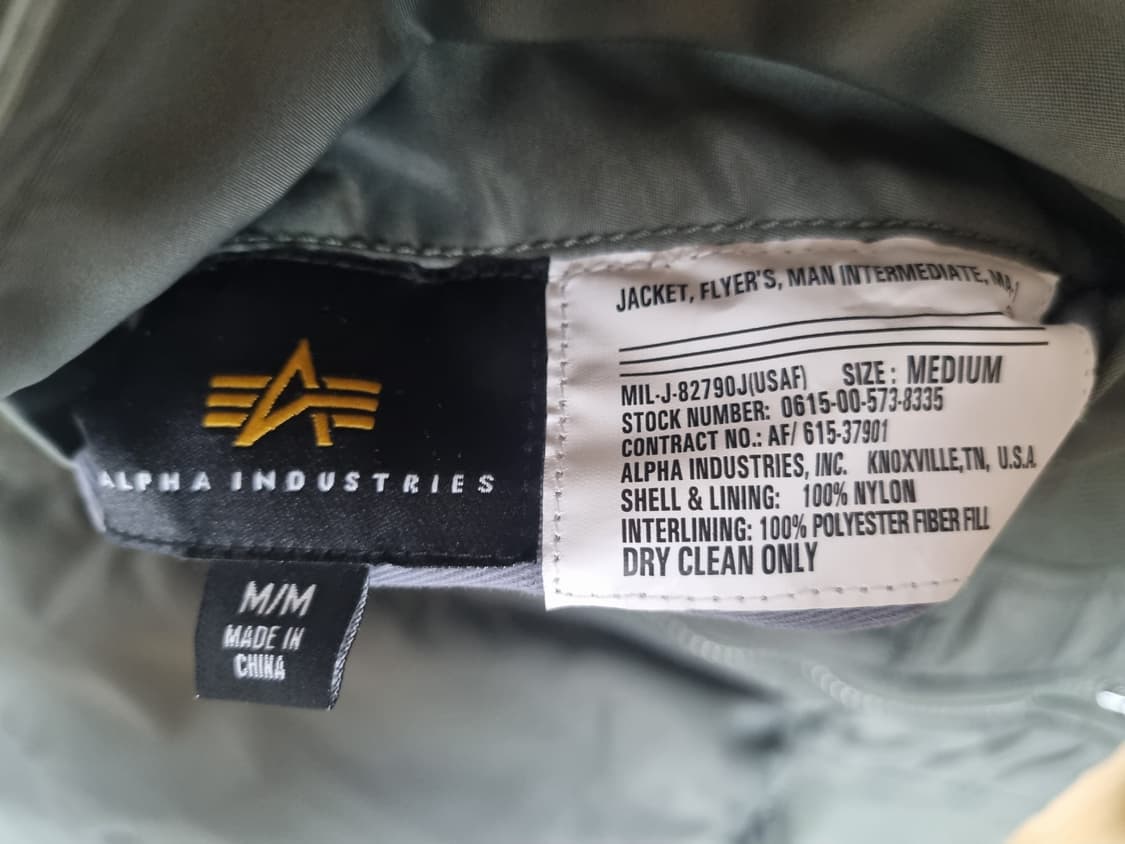 알파인더스트리 ma-1 필드그레이 m사이즈 상품이미지5