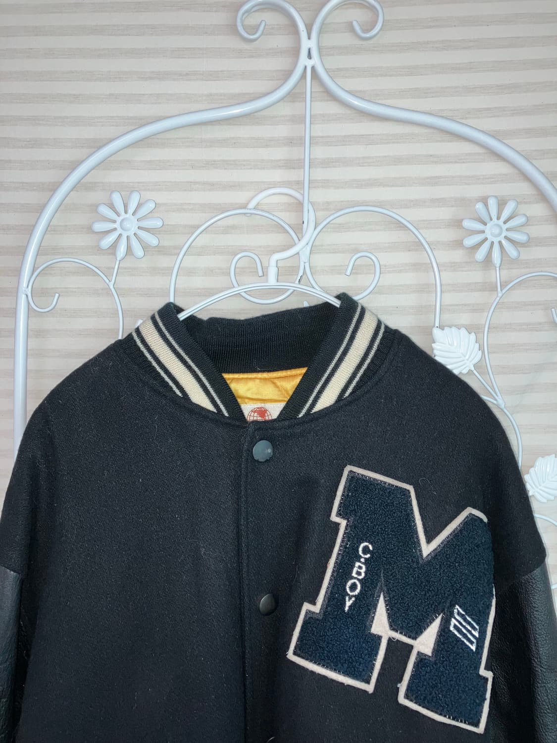 프리미엄 블랙 M 와펜 야구 점퍼 y2k 스트릿 갸루 펑키 일본빈티지 상품이미지3