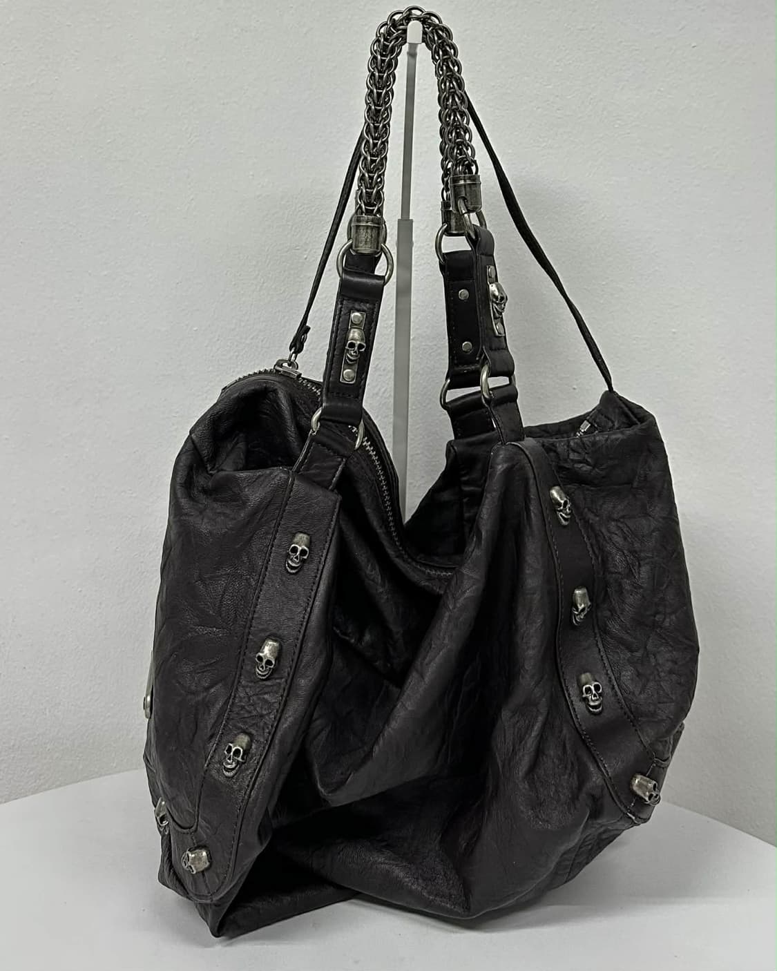 토마스 와일드 스컬 해골 가죽 체인 숄더 & 토트백 상품이미지2