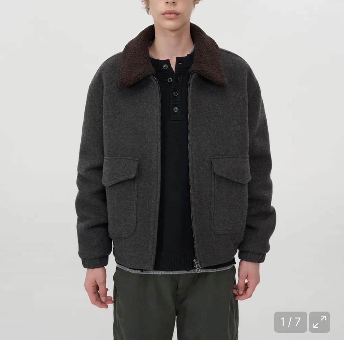 인사일런스 디테처블 칼라 캐시미어 블루종 GREY BROWN L사이즈 상품이미지4