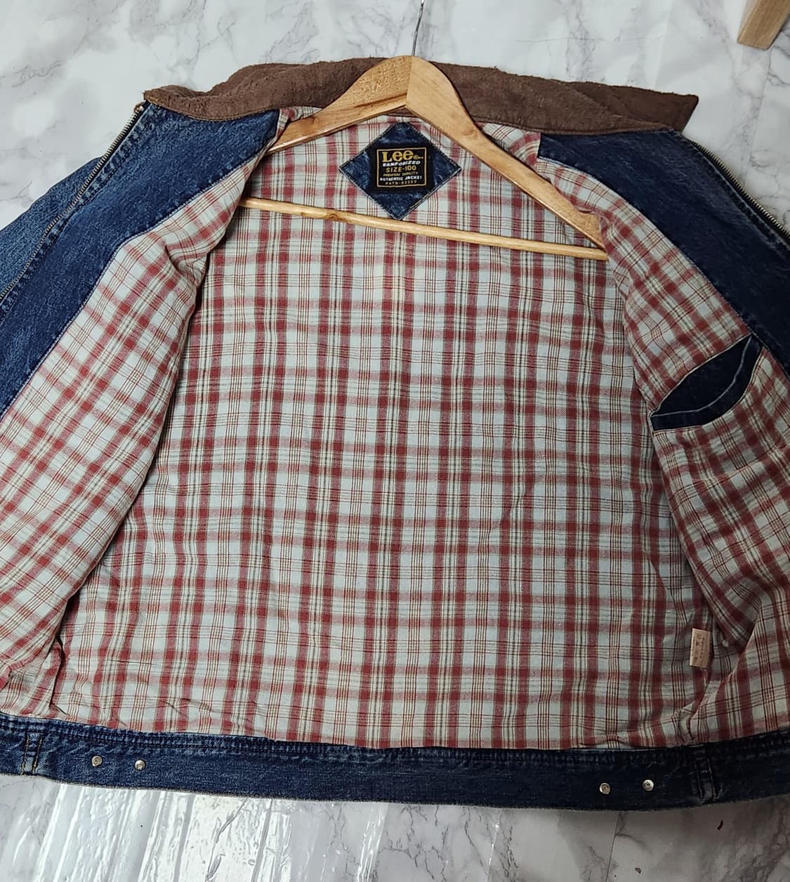 L Lee 90's 스웨이드 카라넥 데님 트러커 자켓 상품이미지6