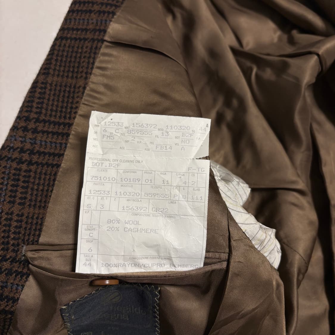 정품 에르메네질도 제냐 브라운 타탄체크 울 캐시미어 블레이저 자켓 상품이미지10