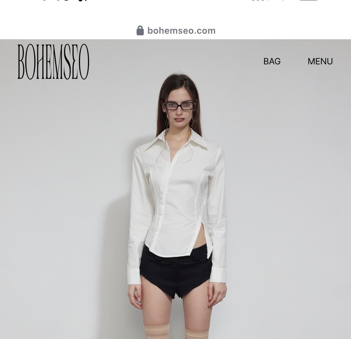 보헴서 다이애그널 슬림핏 셔츠 아이보리 1사이즈 보헤미안서울 상품이미지1