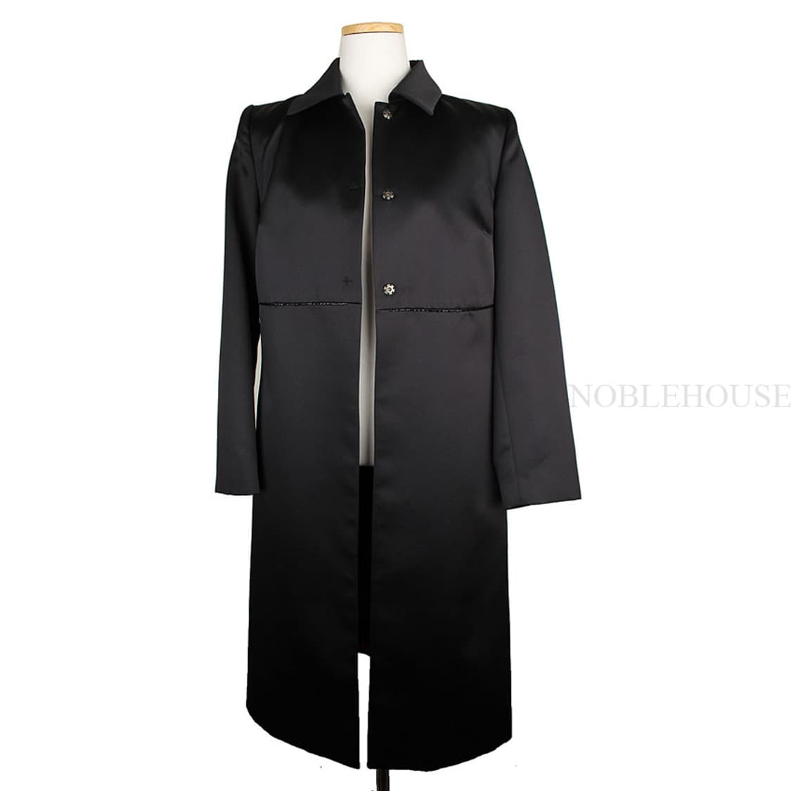 타하리 블랙 새틴 비즈장식 간절기 롱코트(6) 상품이미지4