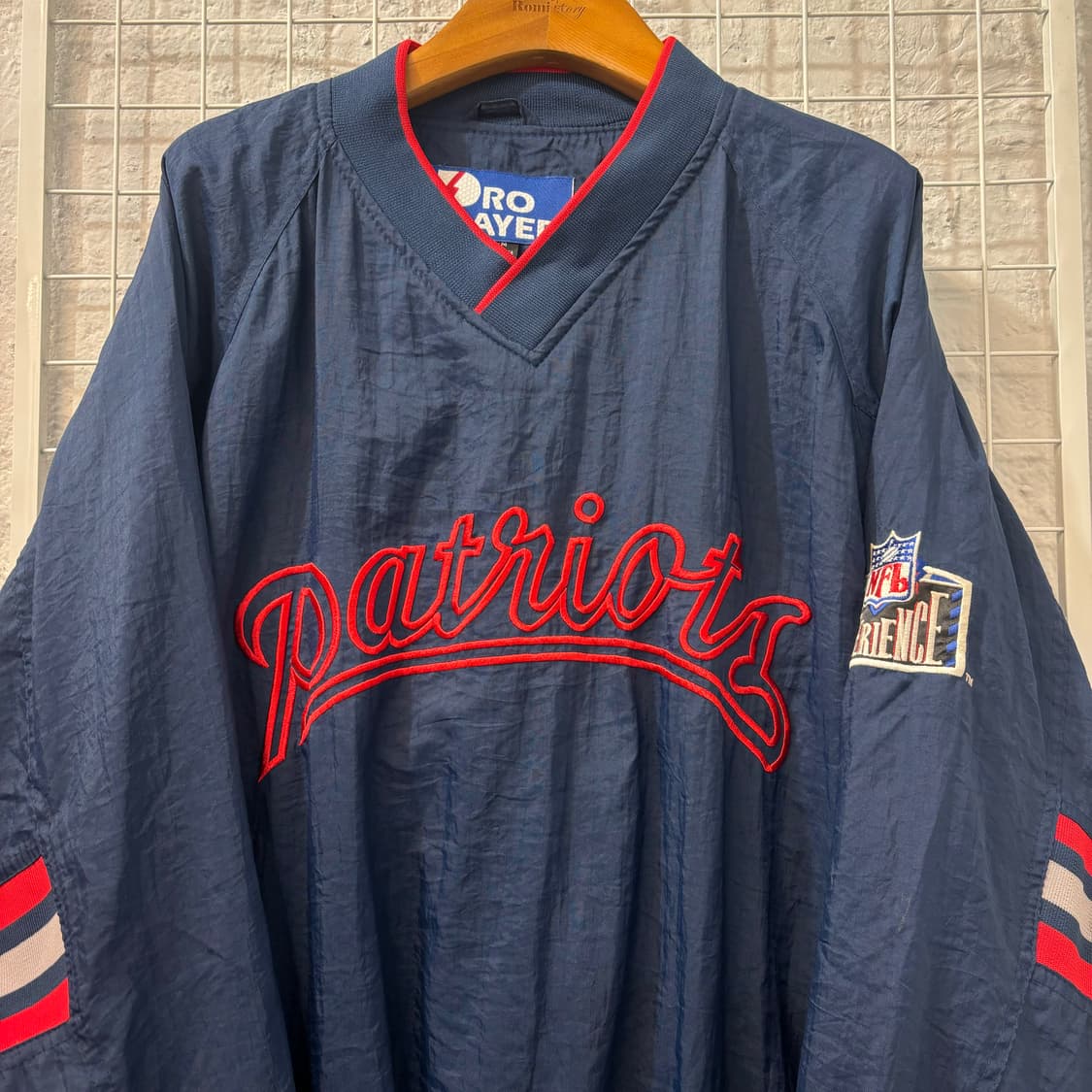 90s 프로 플레이어 올드스쿨 뉴잉글랜드 패트리어츠 웜업 M 상품이미지3