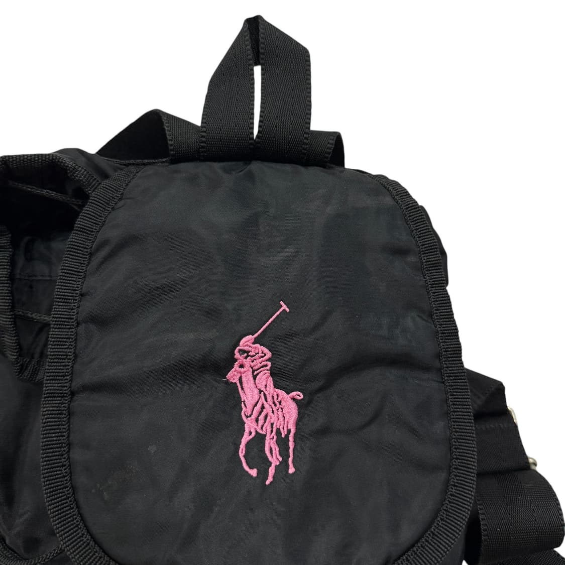 폴로랄프로렌 빈티지 핑크 포니 나일론 포켓 버클 복조리 Y2K 백팩 가방 상품이미지8