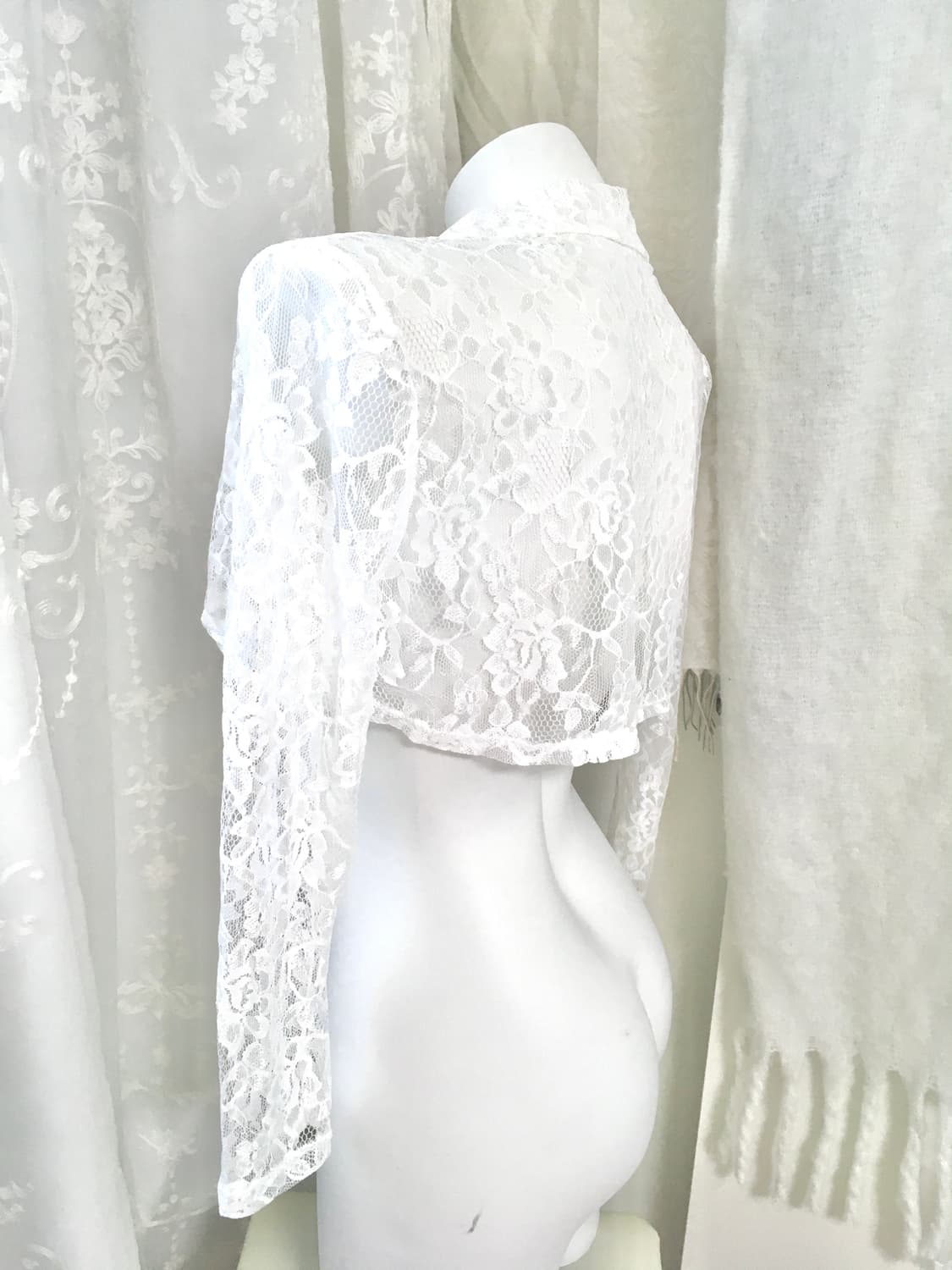 화이트 레이스 시스루 볼레로 가디건  상품이미지5