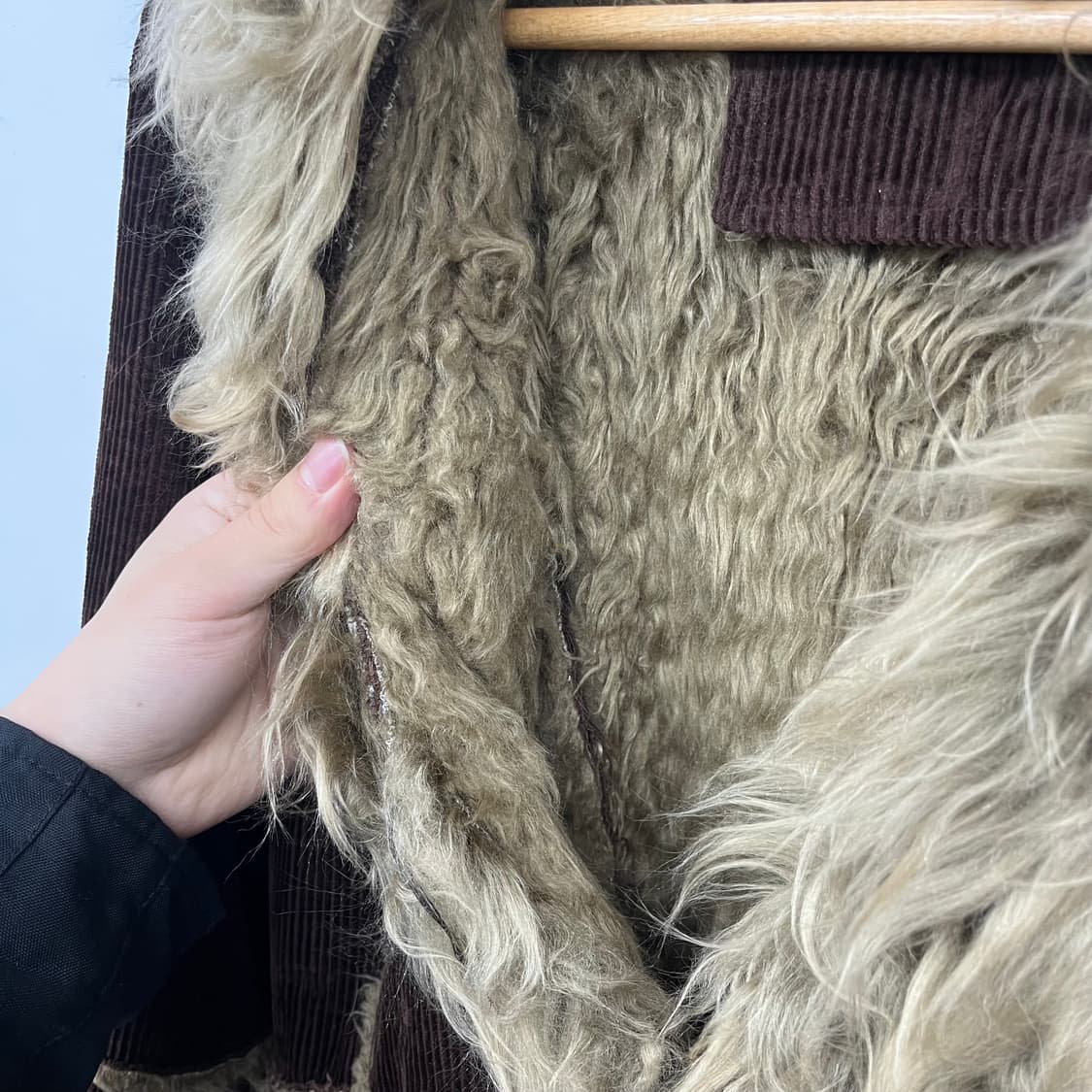 DKNY 브라운 코듀로이 퍼 코트 여L 상품이미지5