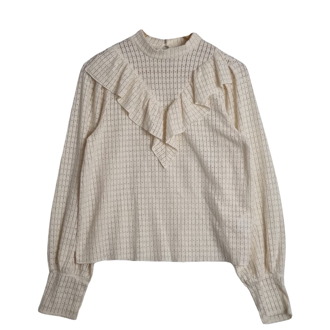W CLOSET 크림 펀칭 러플 블라우스  상품이미지1