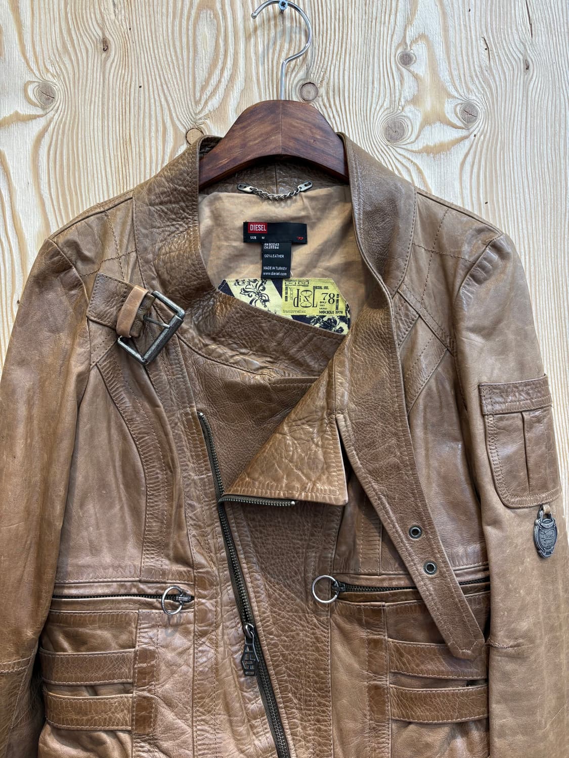 디젤 램스킨 크롭 바이커 자켓 상품이미지2