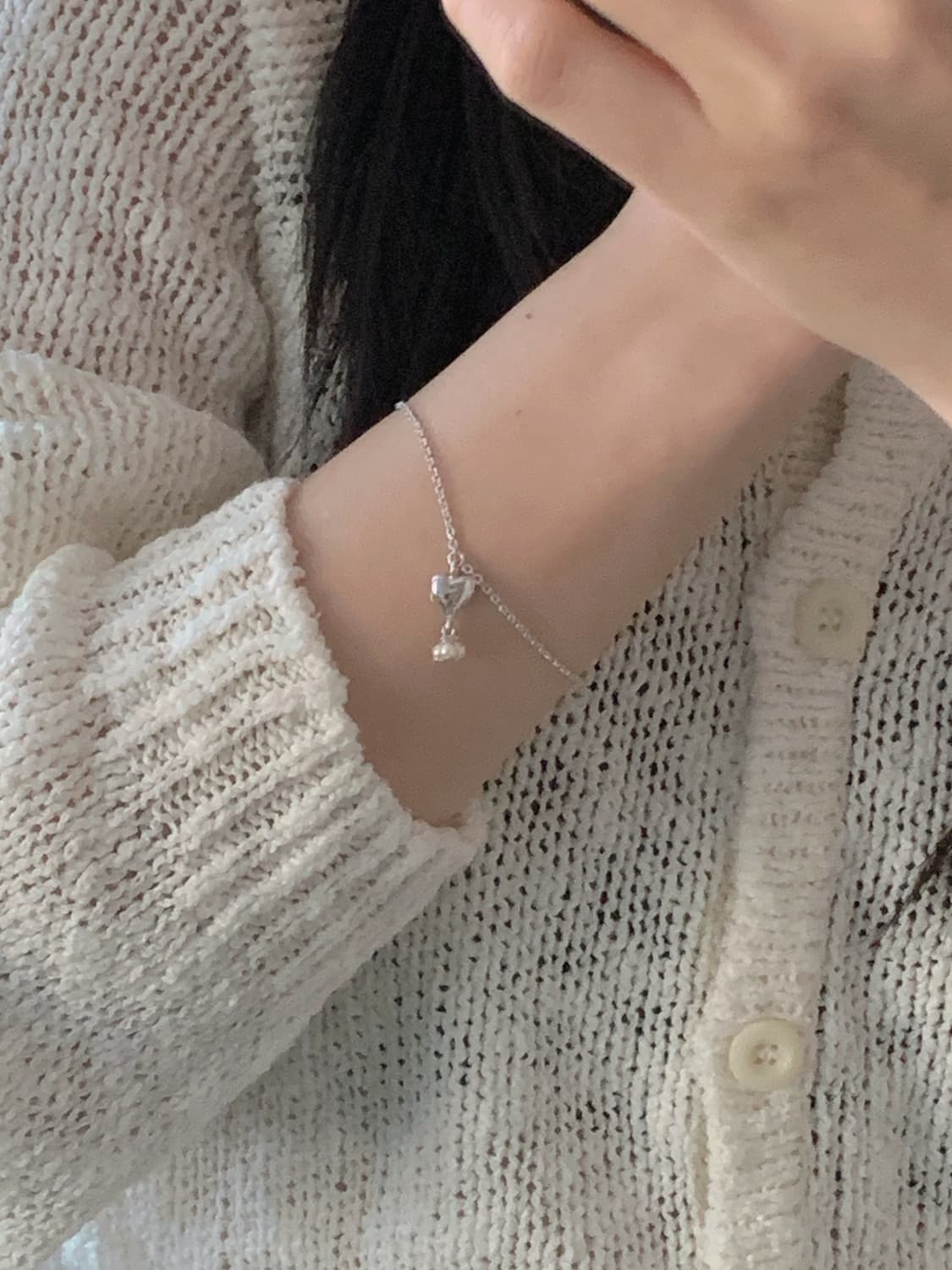 [ 디올 ] 디올 실버 하트 진주 팔찌 상품이미지7