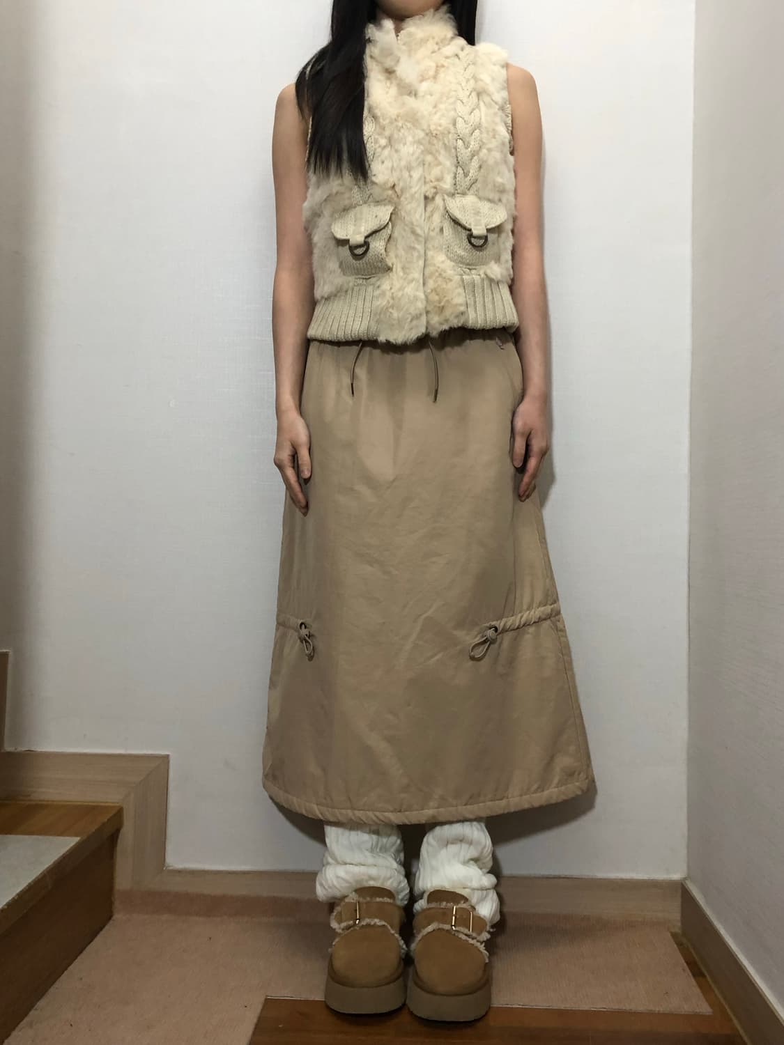 빈티지 아이보라 퍼 니트 집업 상품이미지5