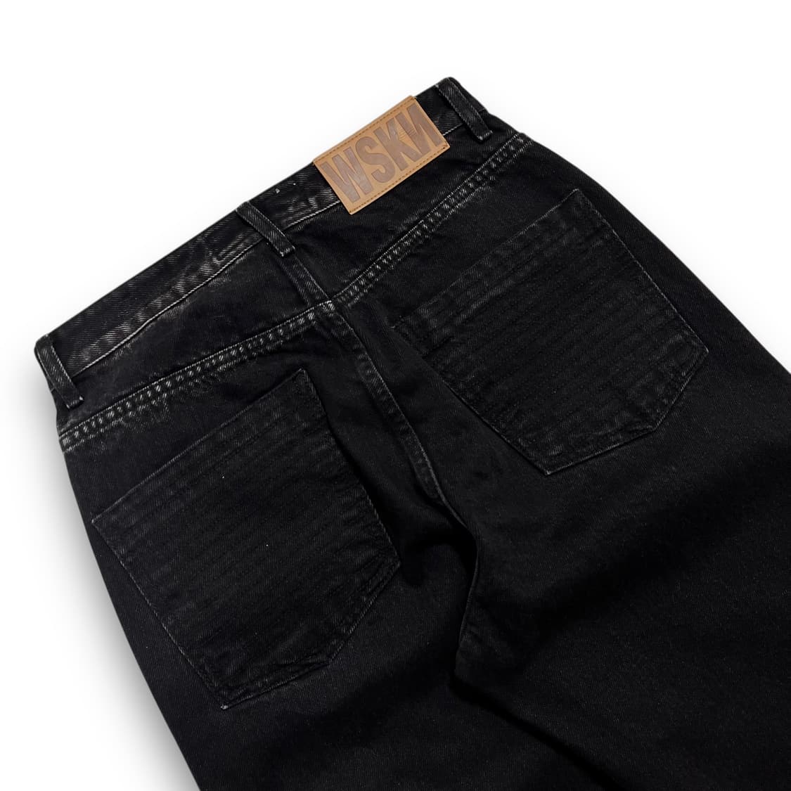 WESKEN 사이드 스터드 와이드 흑청 데님 팬츠 상품이미지5