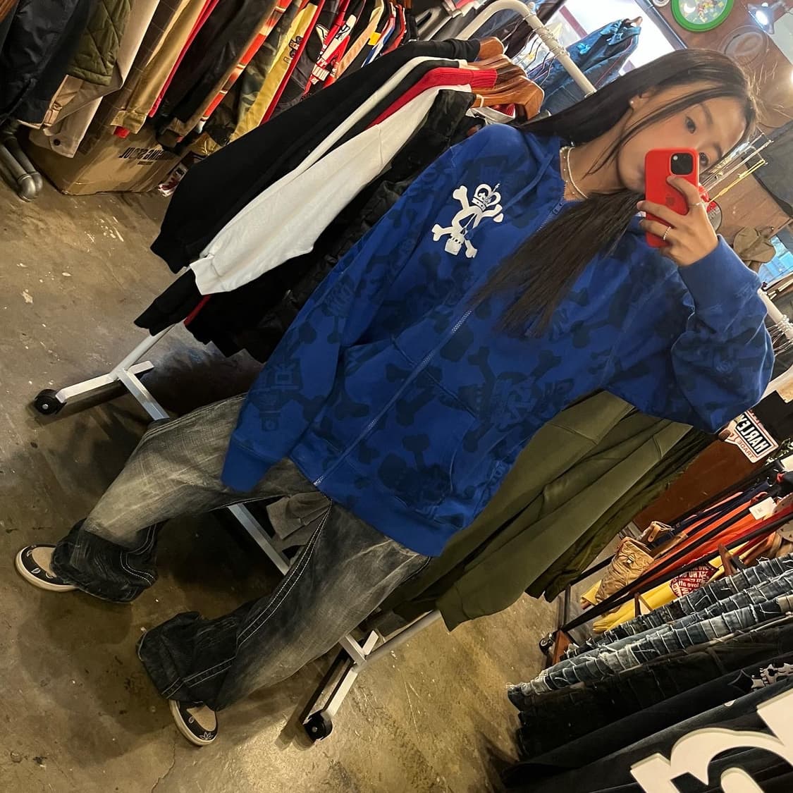 Stüssy skull logo hood zip-up 상품이미지9