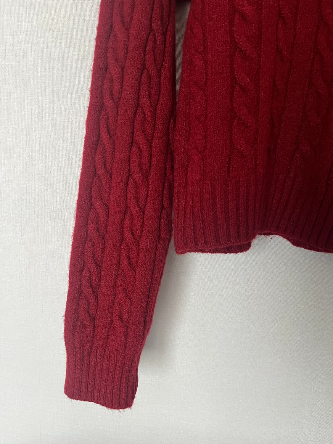 니트 투웨이 꽈배기 집업 가디건 [레드] 상품이미지6