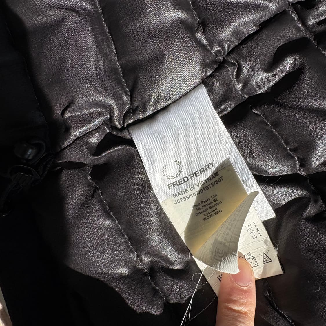 프레드페리 블랙 후드 패딩 점퍼 S 상품이미지3