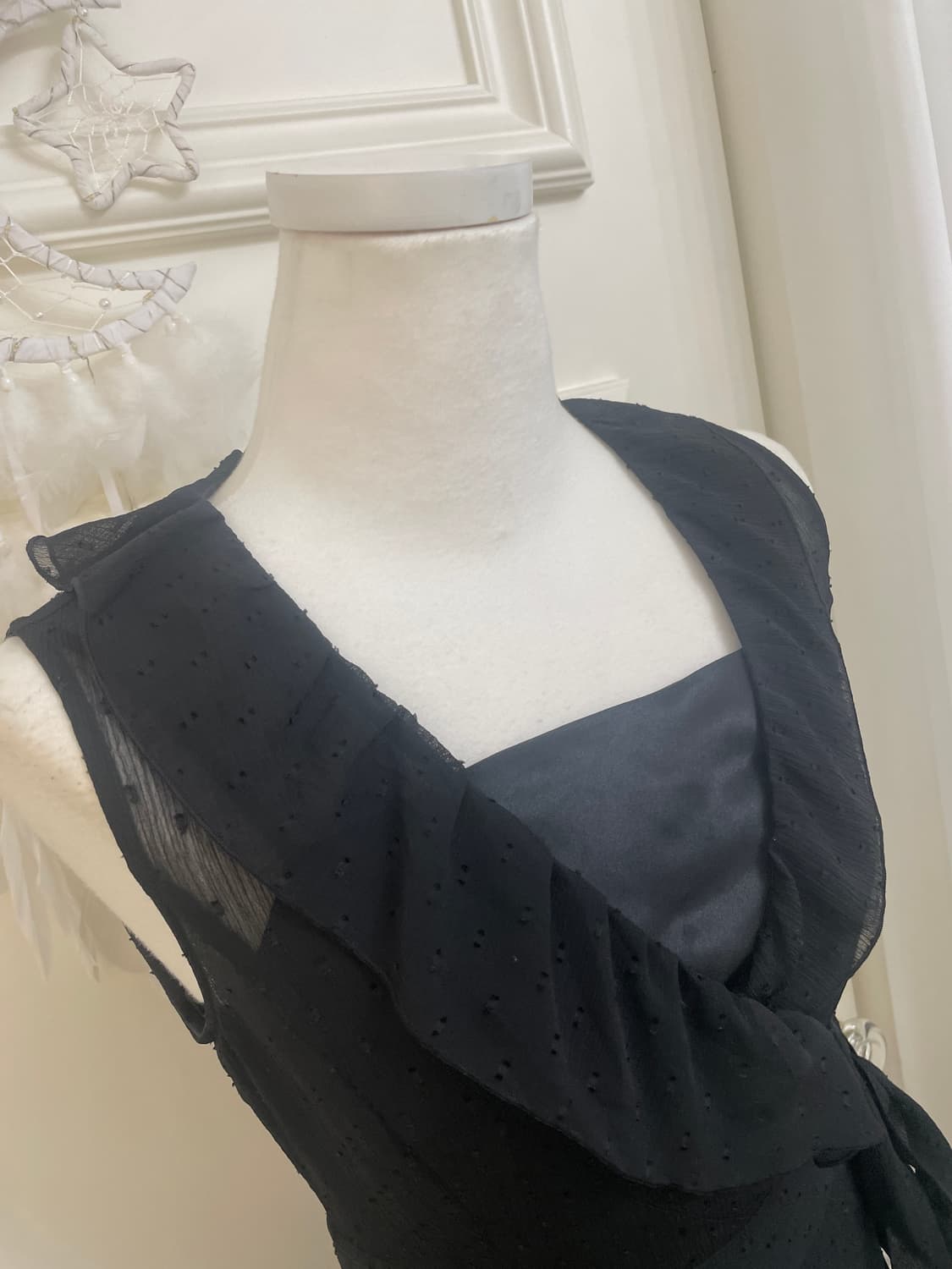 black ruffle bow dot lace opc(size-2) 상품이미지7