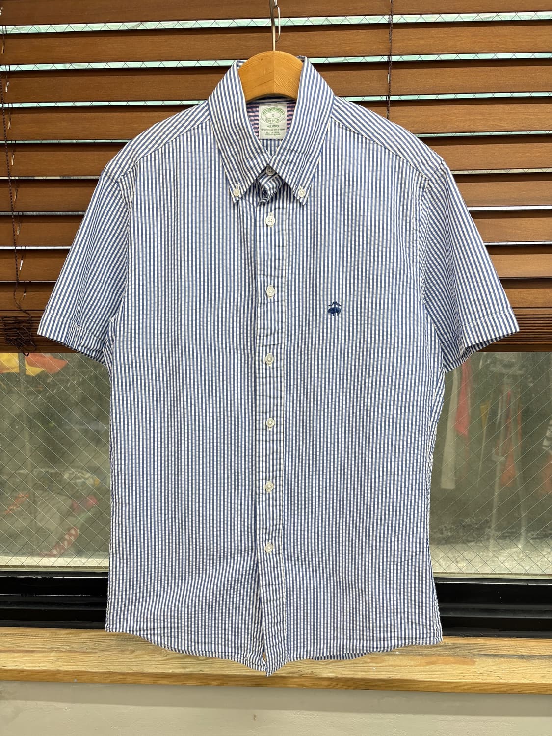 Brooks Brothers 브룩스브라더스 코튼시어서커스트라이프 반팔셔츠 상품이미지1