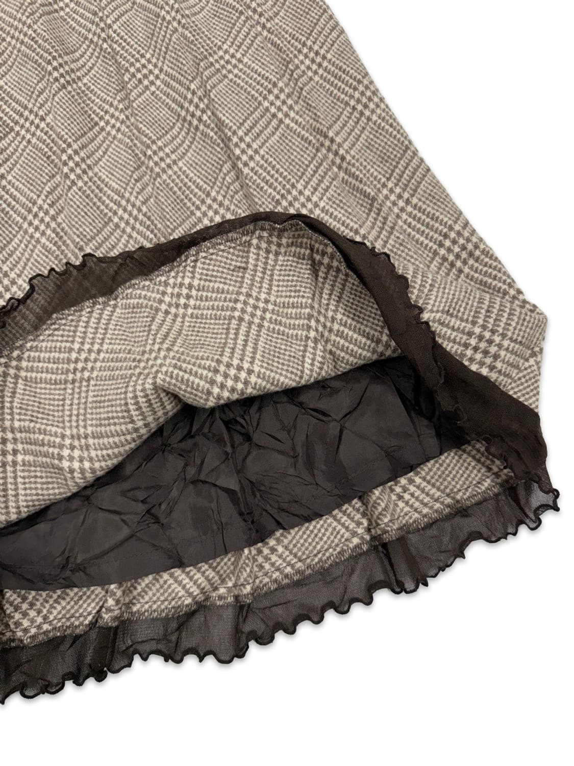 빈티지 브라운 체크 레이스 롱 스커트 상품이미지4