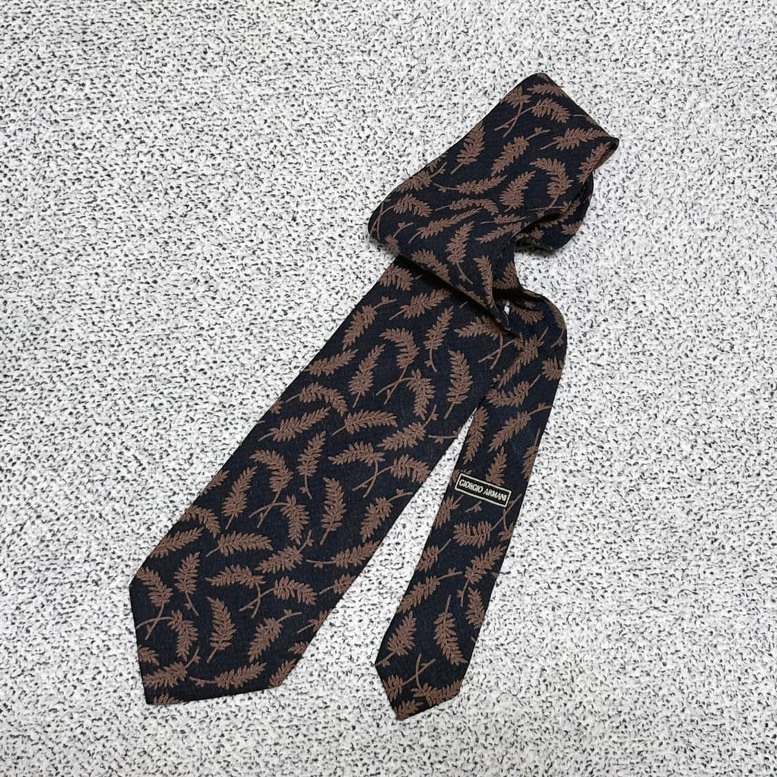 조르지오 아르마니 빈티지 리프 패턴 실크 타이 상품이미지1
