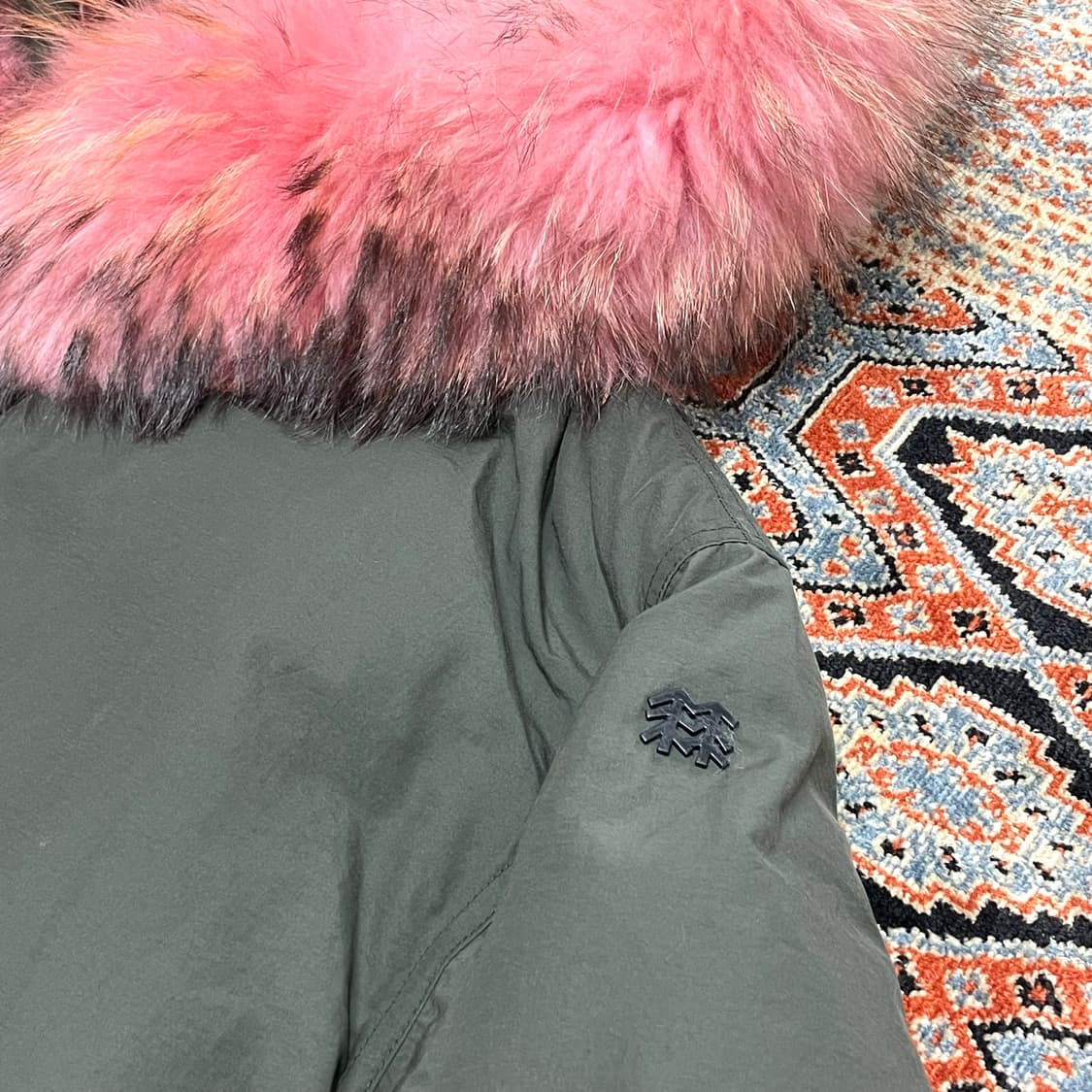 코오롱스포츠 카키 덕다운 핑크 후드퍼 야상 롱 패딩 점퍼 여성L 상품이미지4