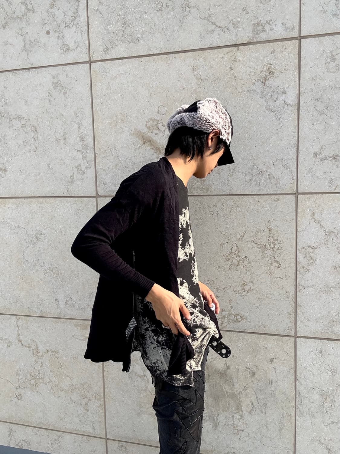 “Vintage” Zipper detail Black Cardigan 상품이미지5