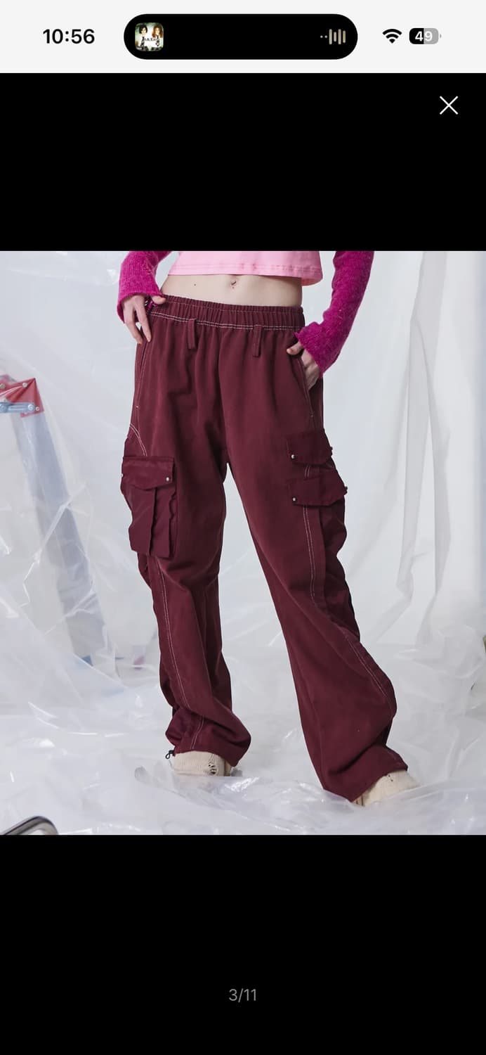 알에스에스씨 버건디 카고 데님 팬츠  상품이미지2