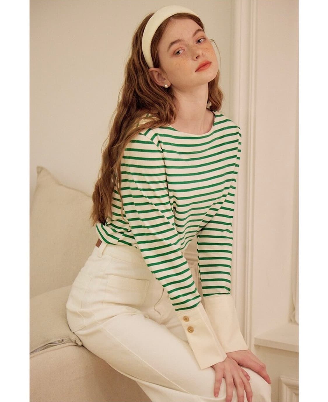 살롱드욘 스트라이프 커프스티 상품이미지1