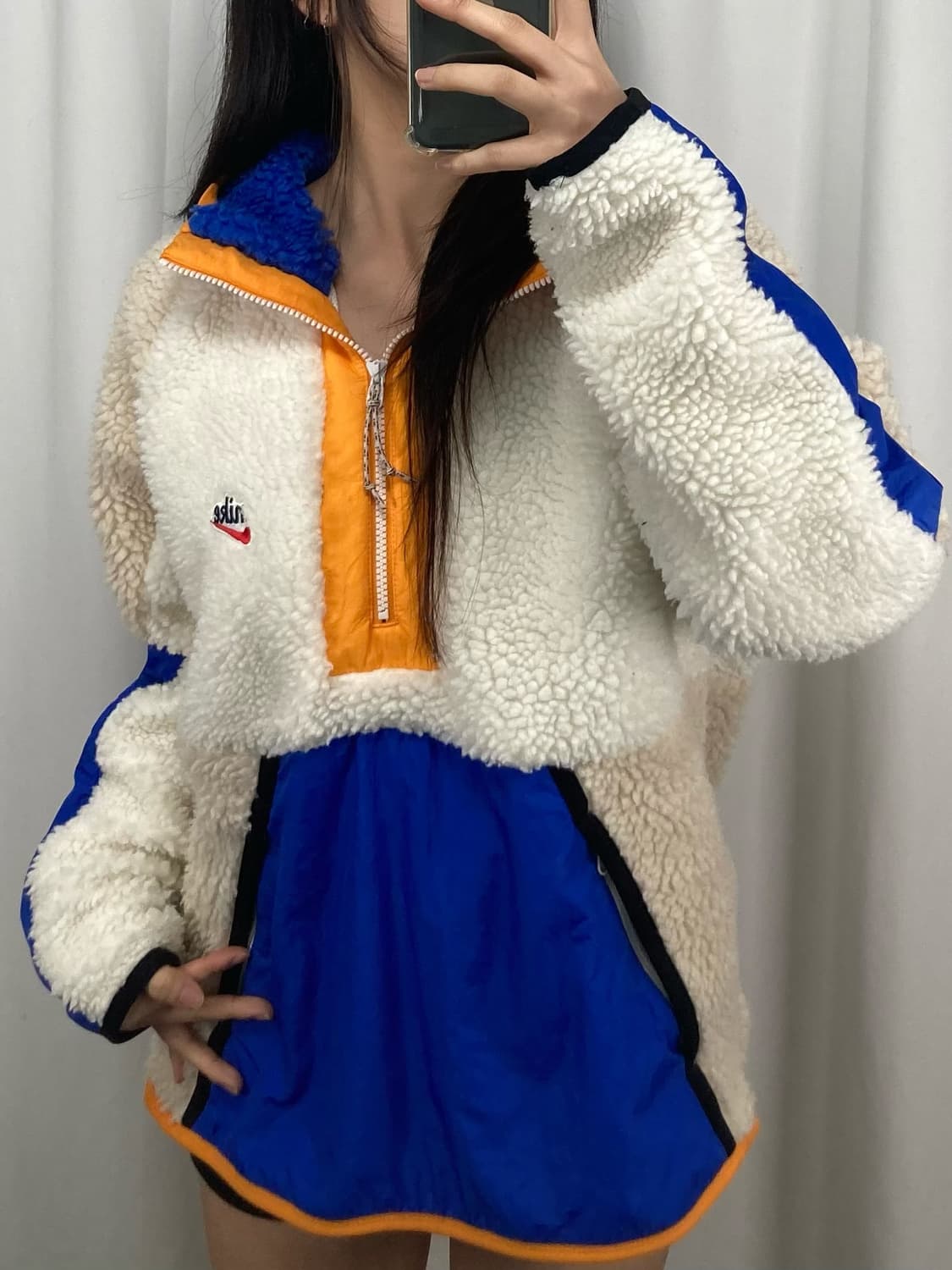 나이키 헤리티지 로고 쉐르파 플리스 아노락 하프집업 상품이미지1