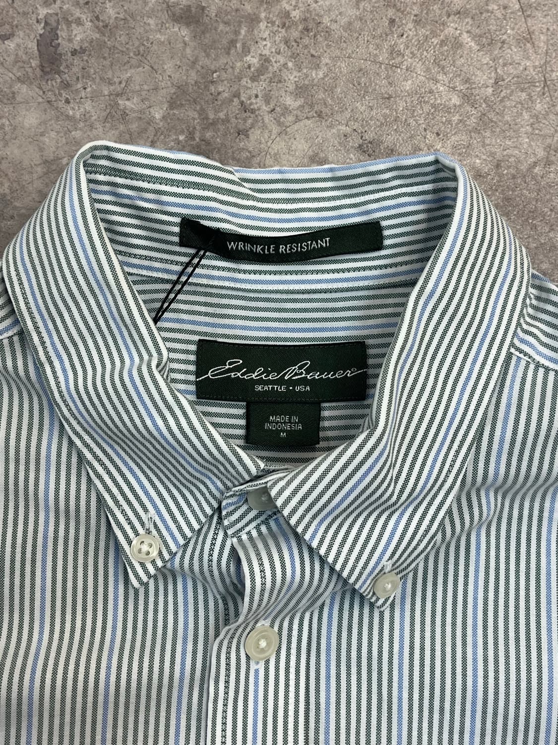 에디바우어 스트라이프 포켓 반팔 셔츠 스카이블루 M #csz3547 상품이미지3