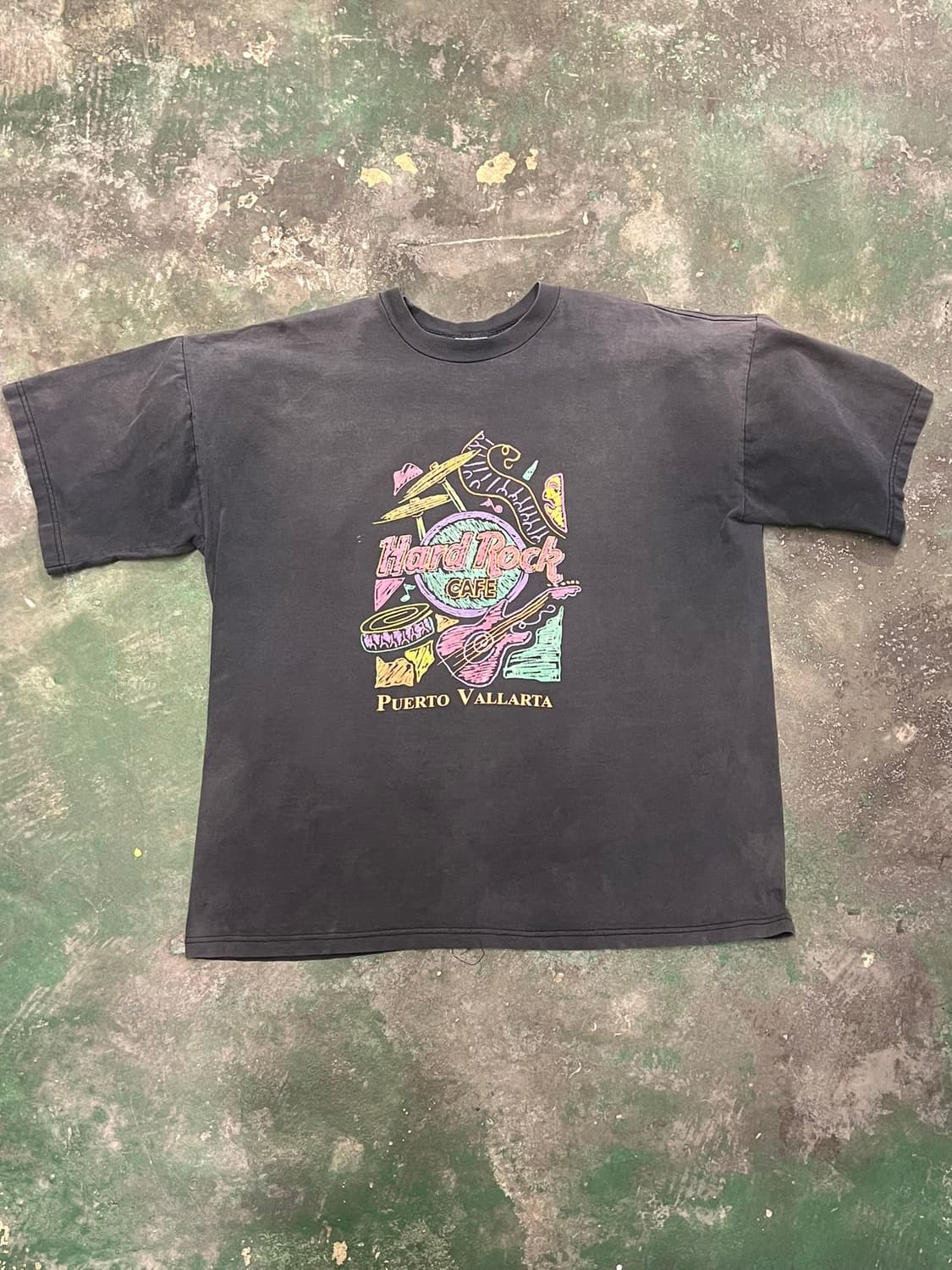 90s [2XL] 하드락카페 푸에르토 바야르타 빈티지 반팔 티셔츠 페이드 상품이미지1