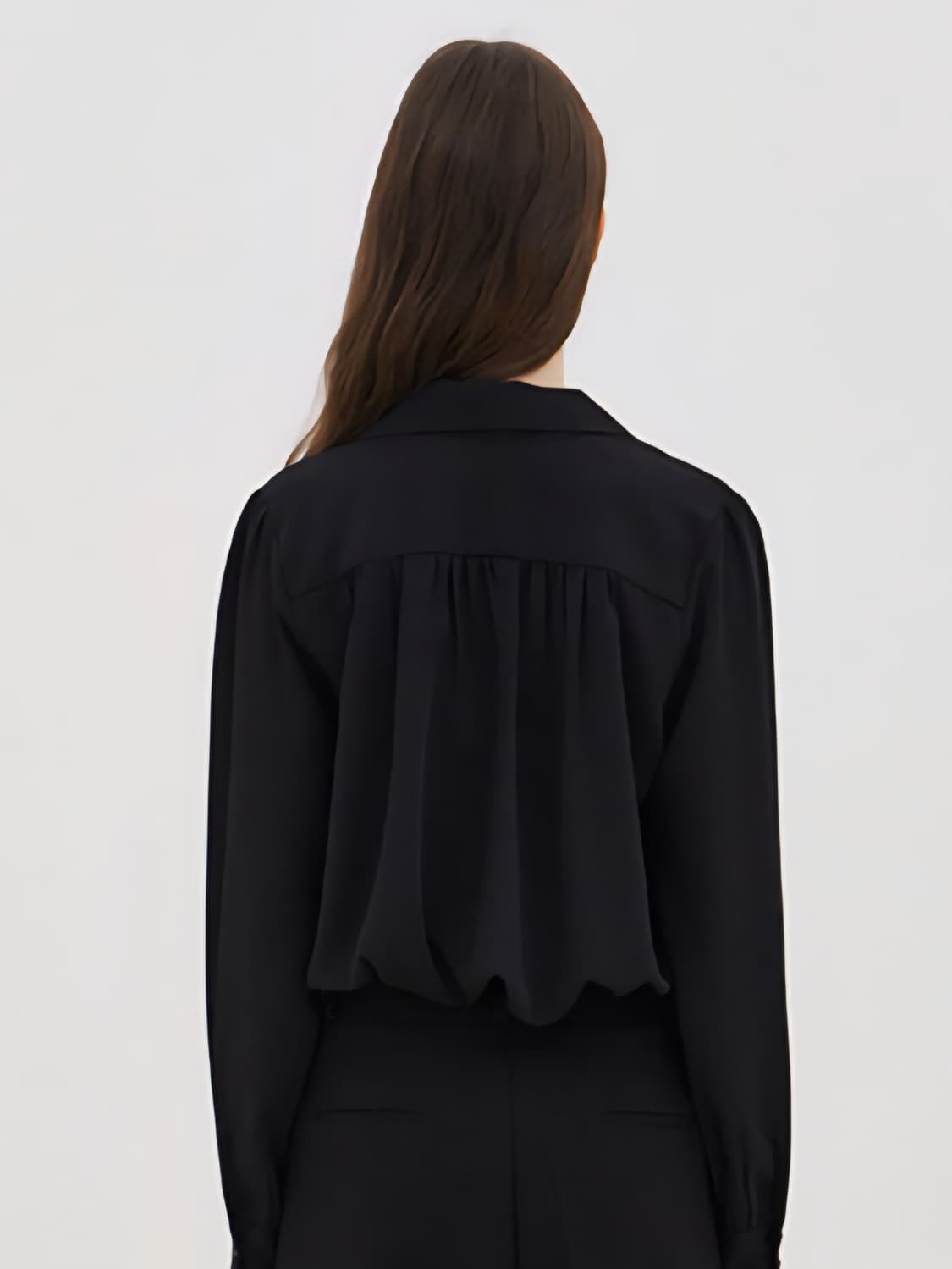 (새상품)르세지엠 타이 블라우스 셔츠 S 블랙 상품이미지4