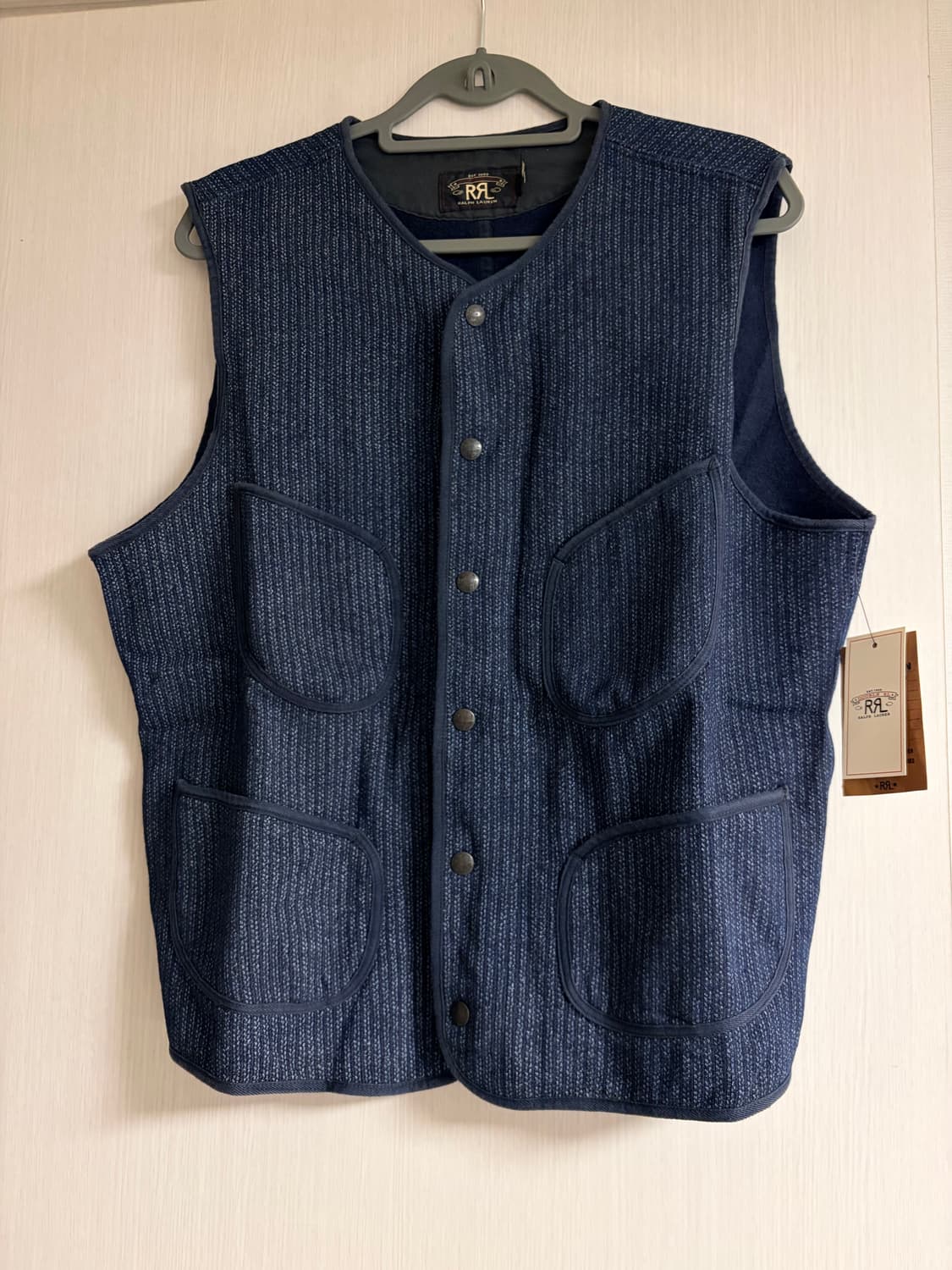 RRL 더블알엘 프린티드 인디고 플리스 베스트 네이비 멀티 L 상품이미지2