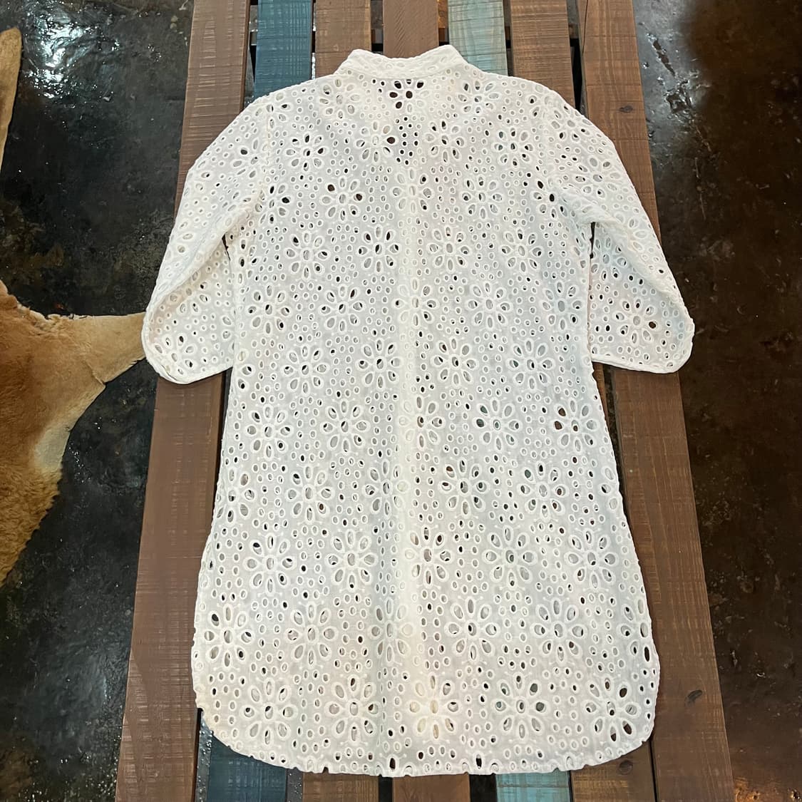 나라카미체 나라까미체 아일릿 자수 롱 셔츠 상품이미지8